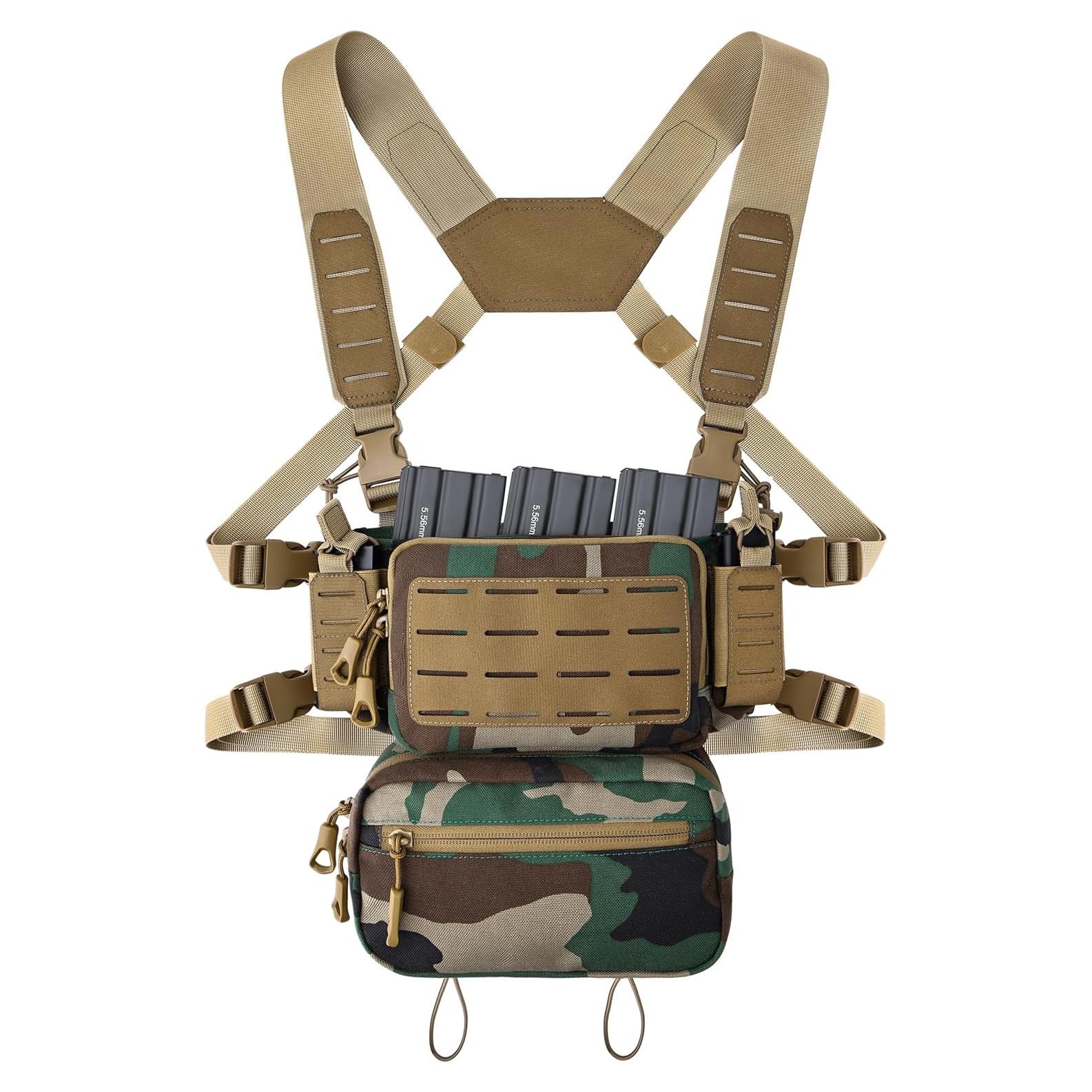 Chaleco Táctico MOZETO Nylon Cordura 1000D Bosque 5 Bolsillos