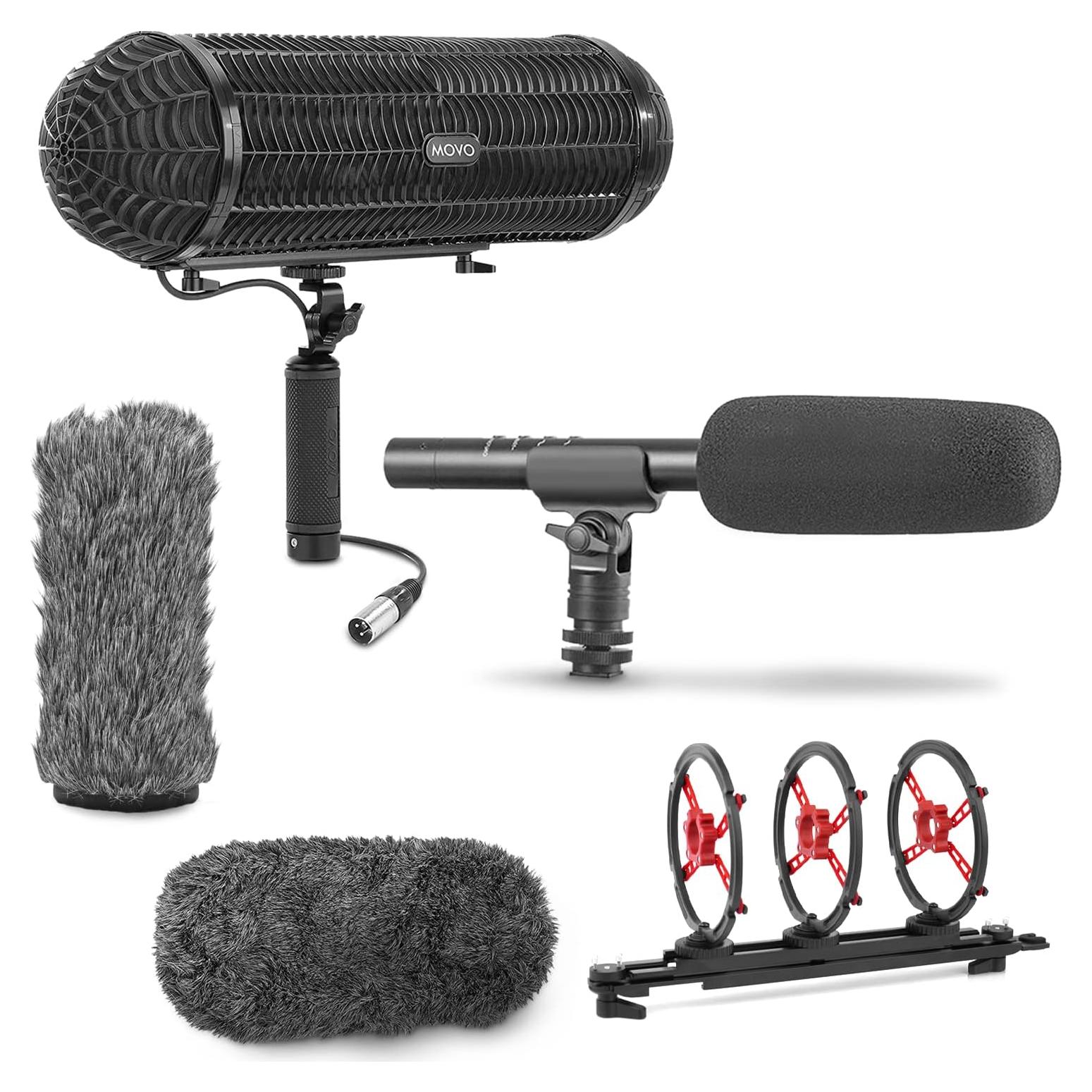 Micrófono Movo BWS1000 Shotgun con Blimp y Accesorios