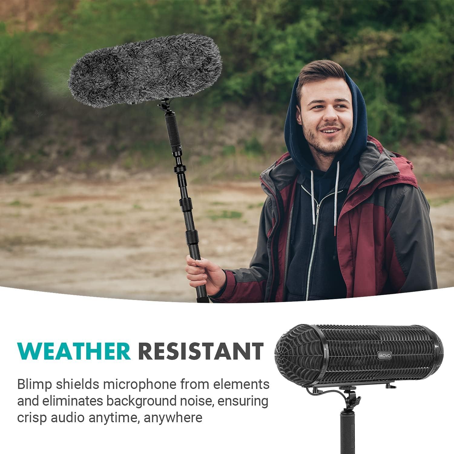 Micrófono Movo BWS1000 Shotgun con Blimp y Accesorios