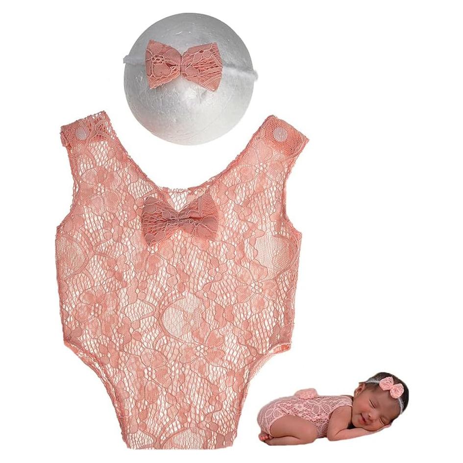 Chaleco de Fotografía para Bebés Niña 0-1 Mes Rosa Encaje