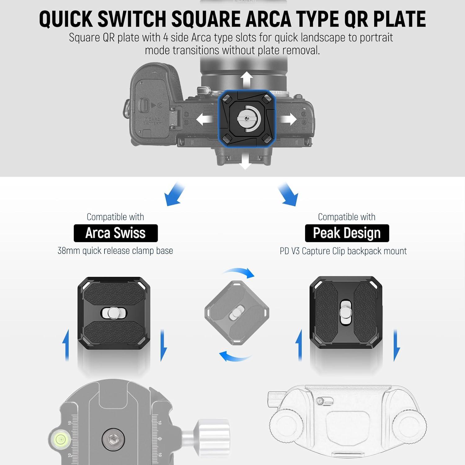 Placa de Liberación Rápida NEEWER QPR-5 38mm Cuadrada