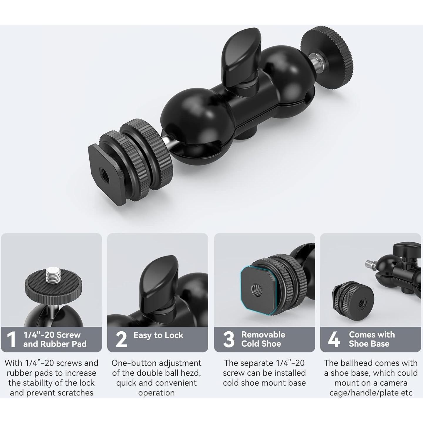 Cabezal de bola SmallRig 1135 con zapata y tornillo 1/4"