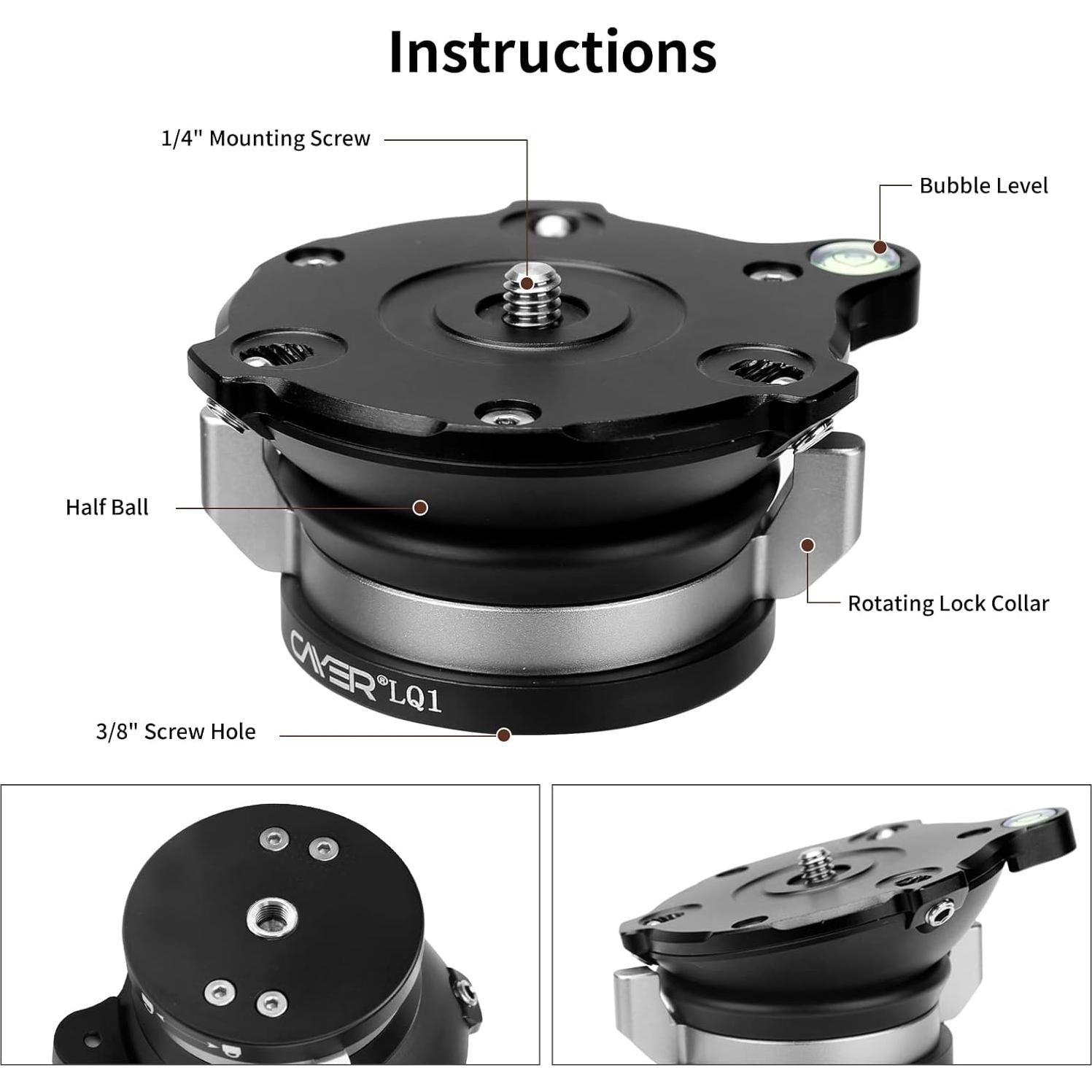 Cabezal de Nivelación de Trípode Cayer, Aluminio 55 mm, 6 kg