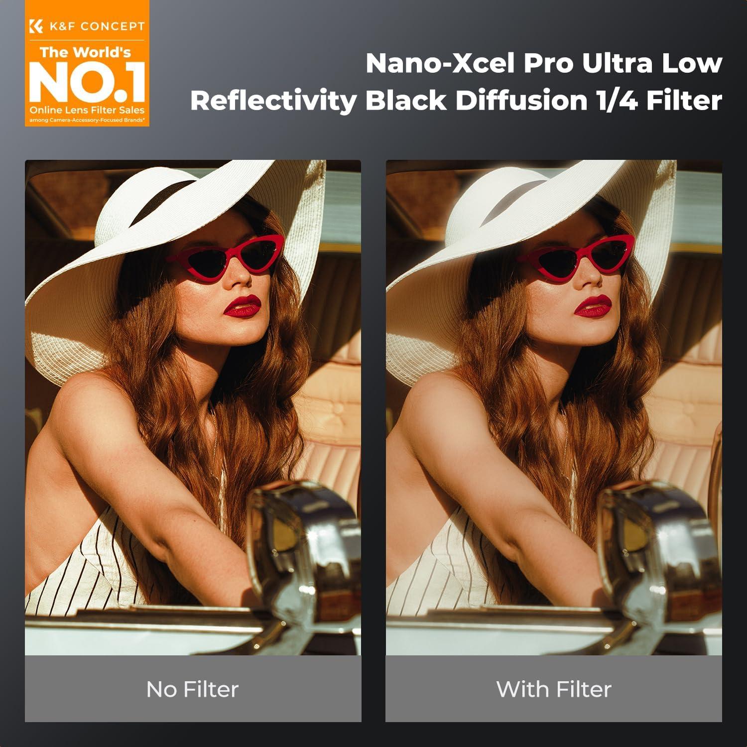 Filtro de Difusión Negra K&F CONCEPT 67mm 1/4 Efecto Cinemático