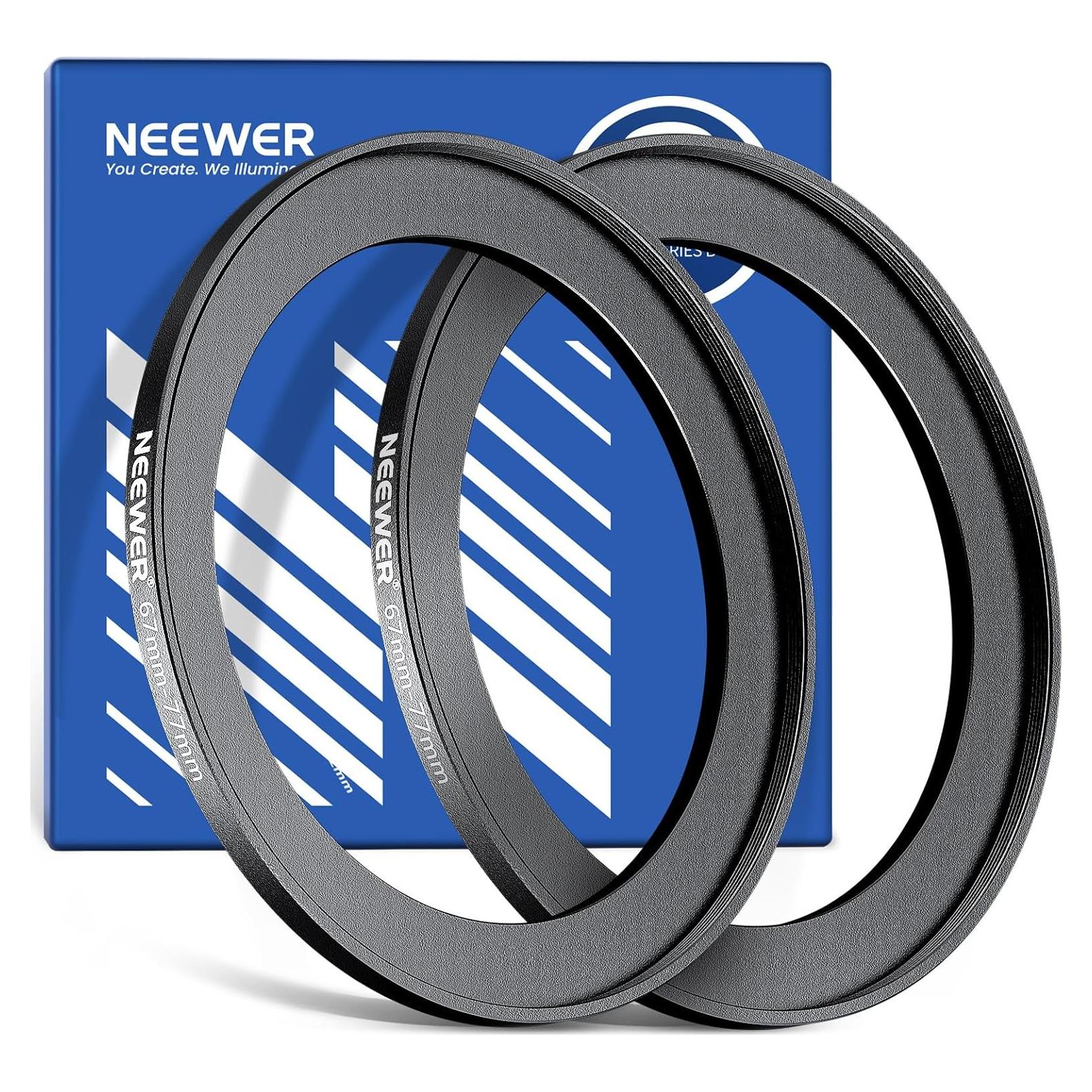 Adaptador de anillo de paso NEEWER 67-77mm con paño de limpieza