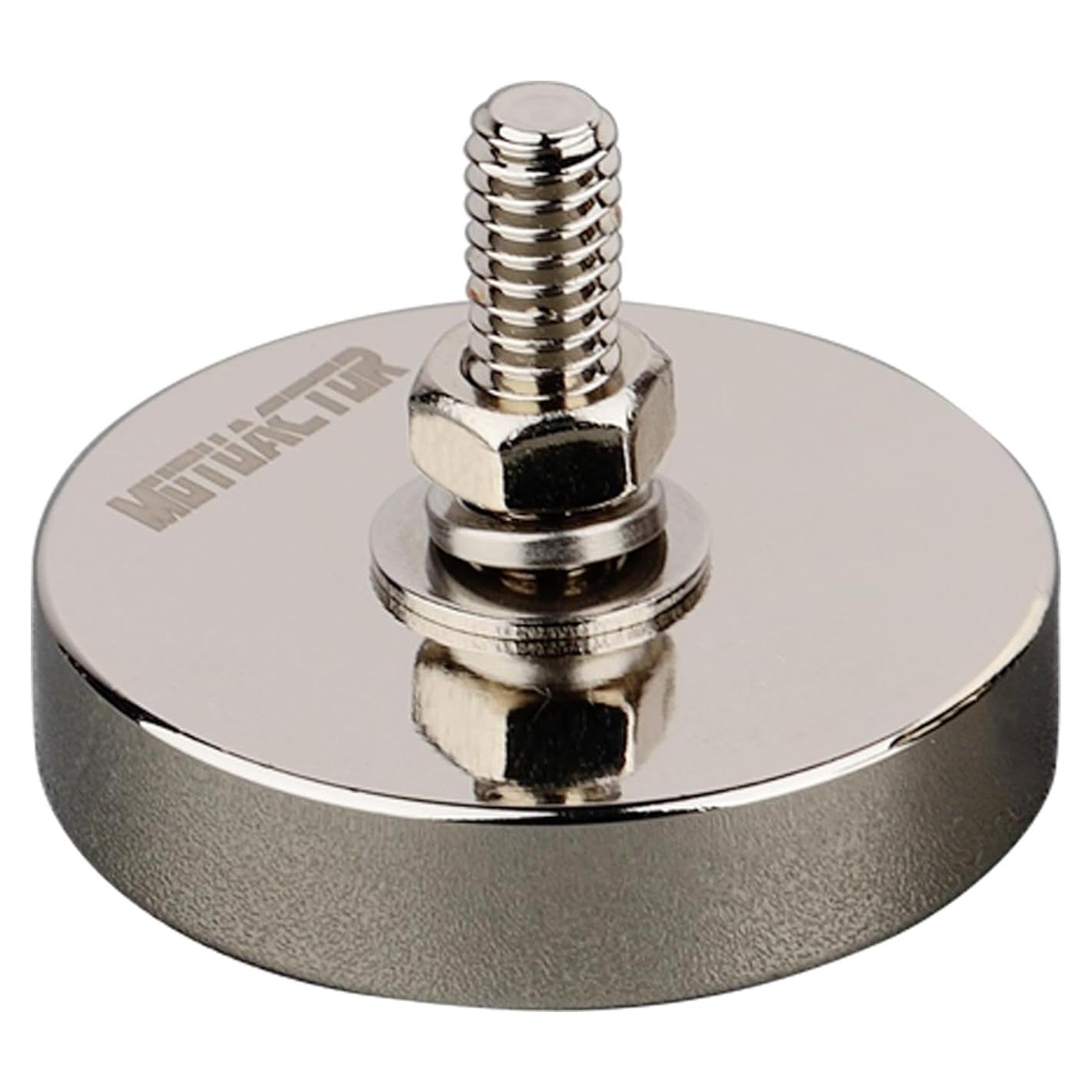 Base Magnética Redonda Neodimio 150kg 1/4" Macho 2 Pcs