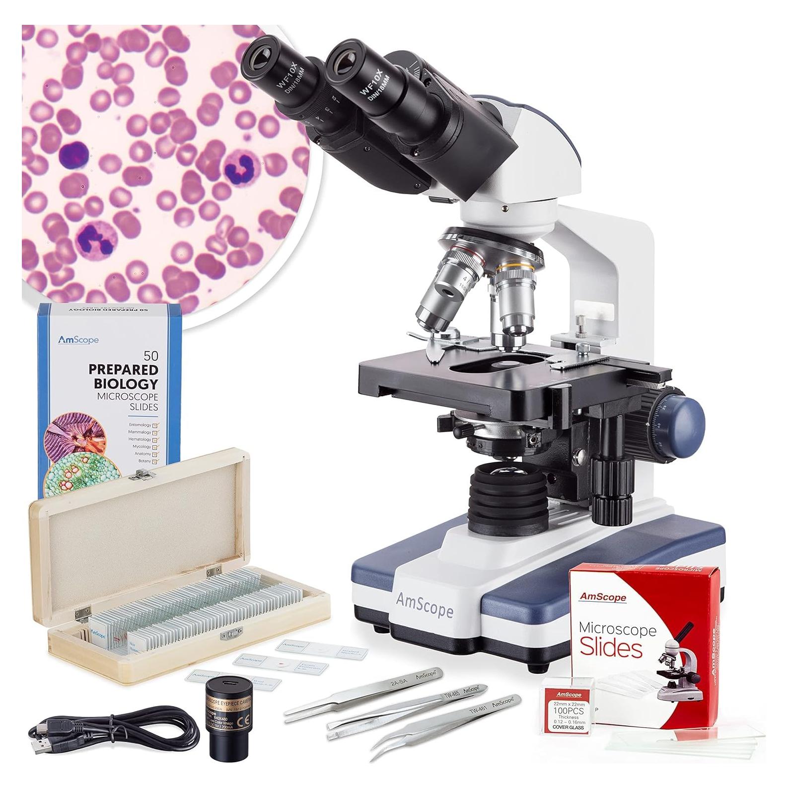 Microscopio Binocular AmScope B120 LED 40X-2500X 5MP