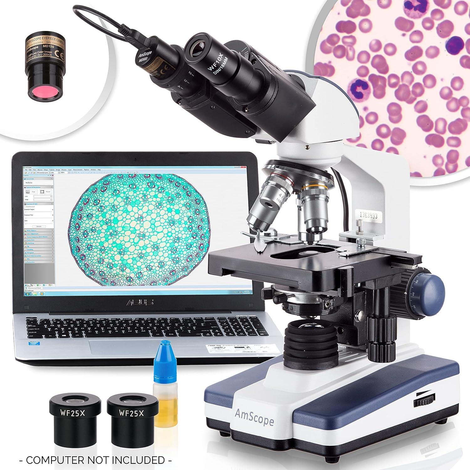 Microscopio Binocular AmScope B120 LED 40X-2500X 5MP