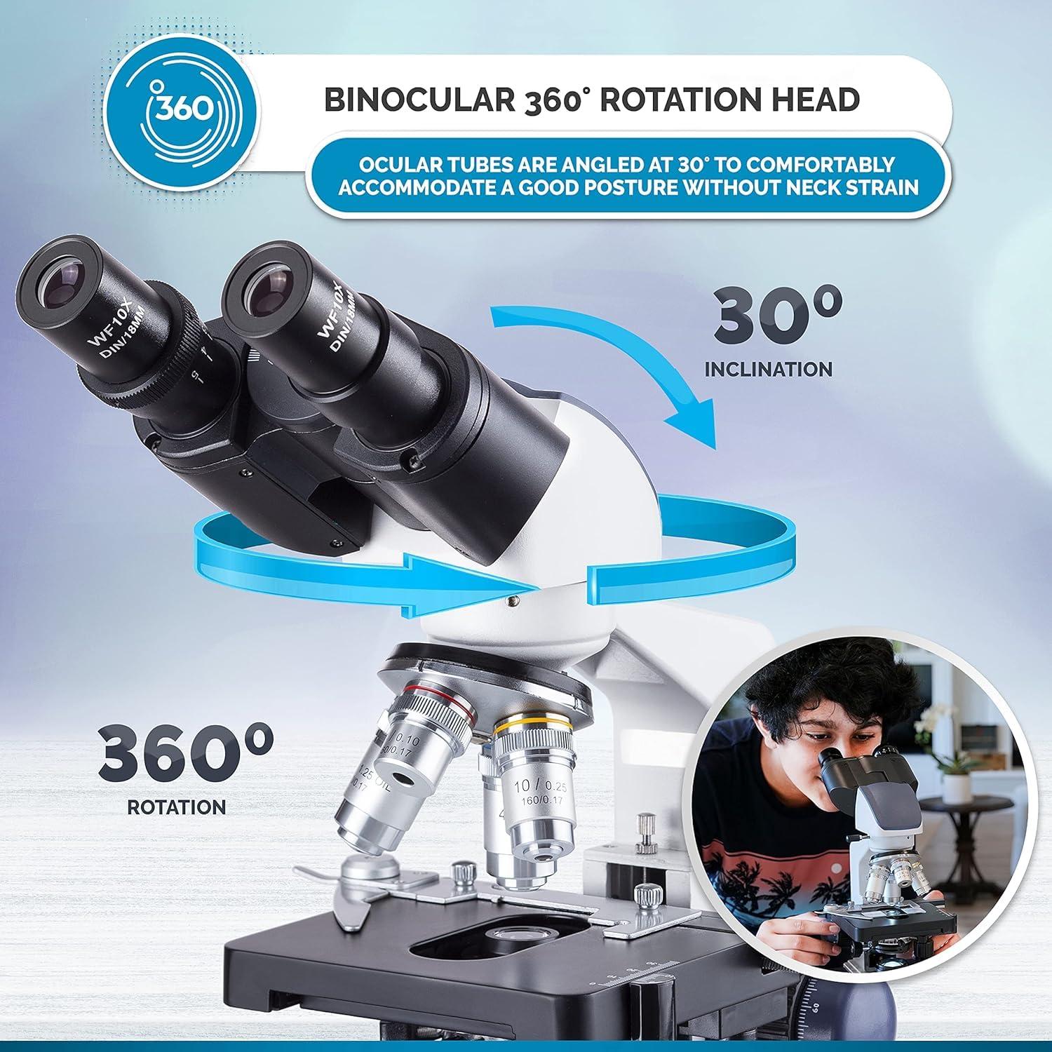 Microscopio Binocular AmScope B120 LED 40X-2500X 5MP