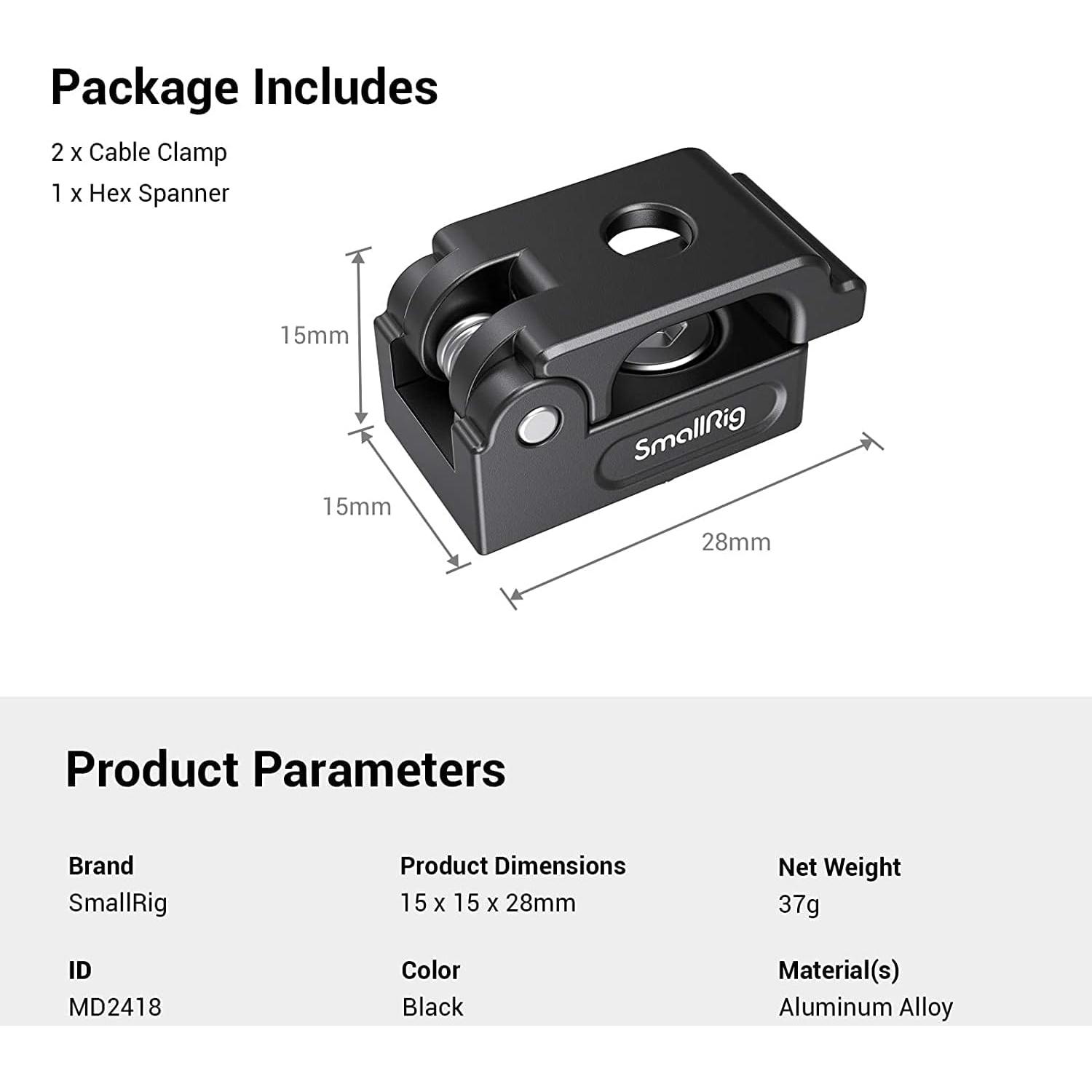 Abrazadera de Cable de Resorte PequeñoRig MD2418 - 2 Pcs