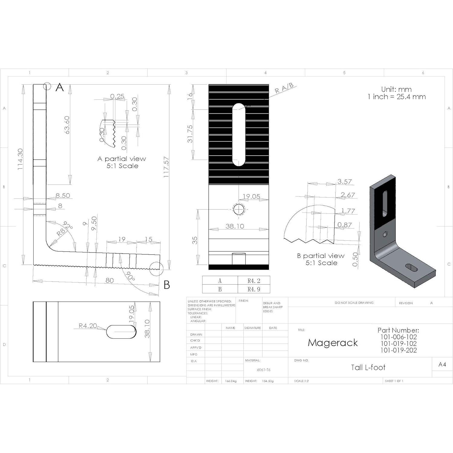 Pie de Soporte L Magerack Alto Negro para Montaje Solar