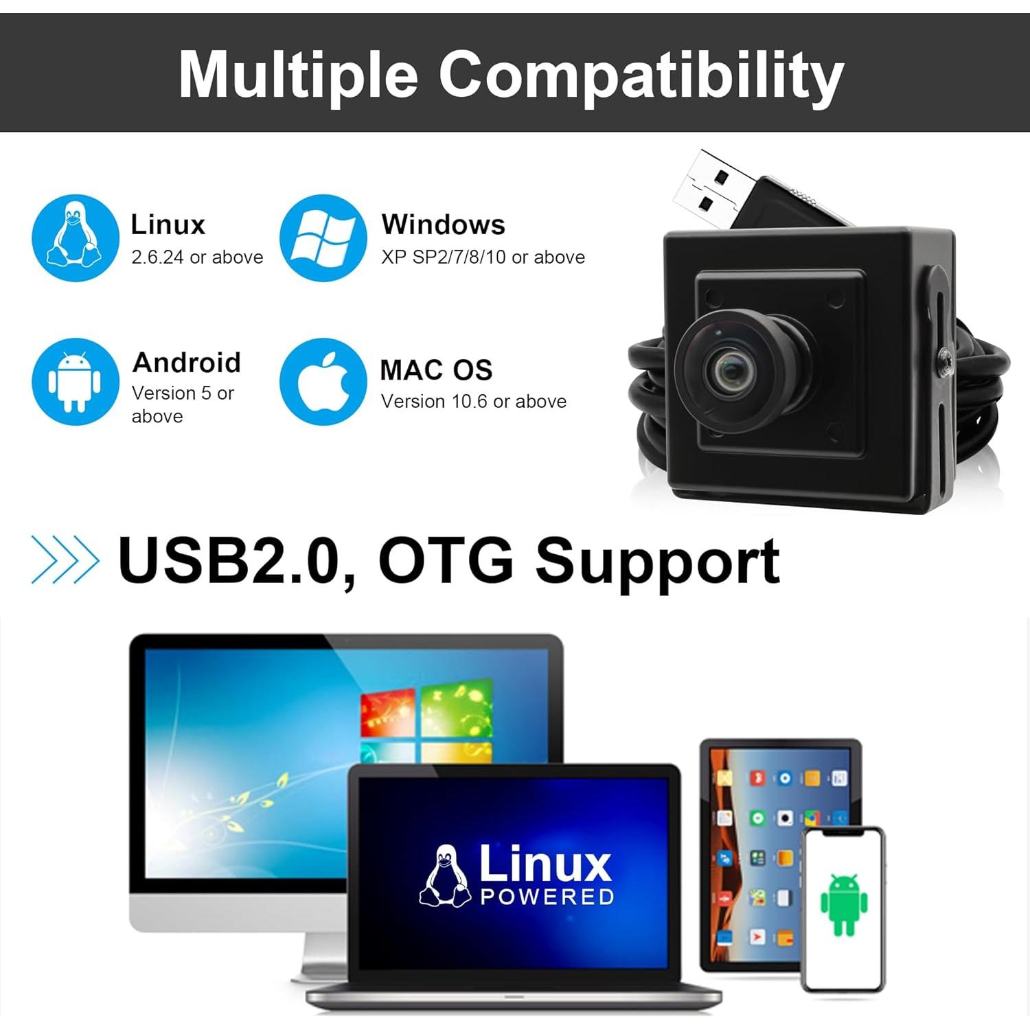 Cámara USB de Alta Velocidad SVPRO 1080P 60fps 120°