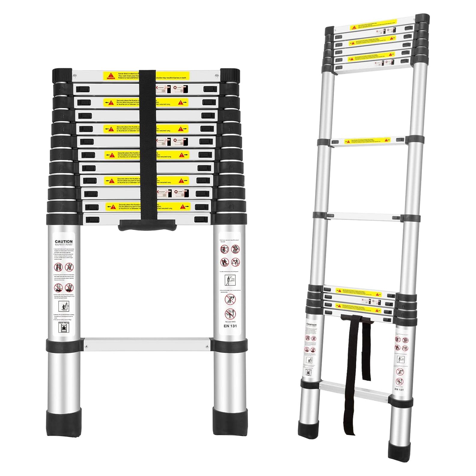 Escalera Telescópica de Aluminio YA MI 3.8M 150Kg Antideslizante