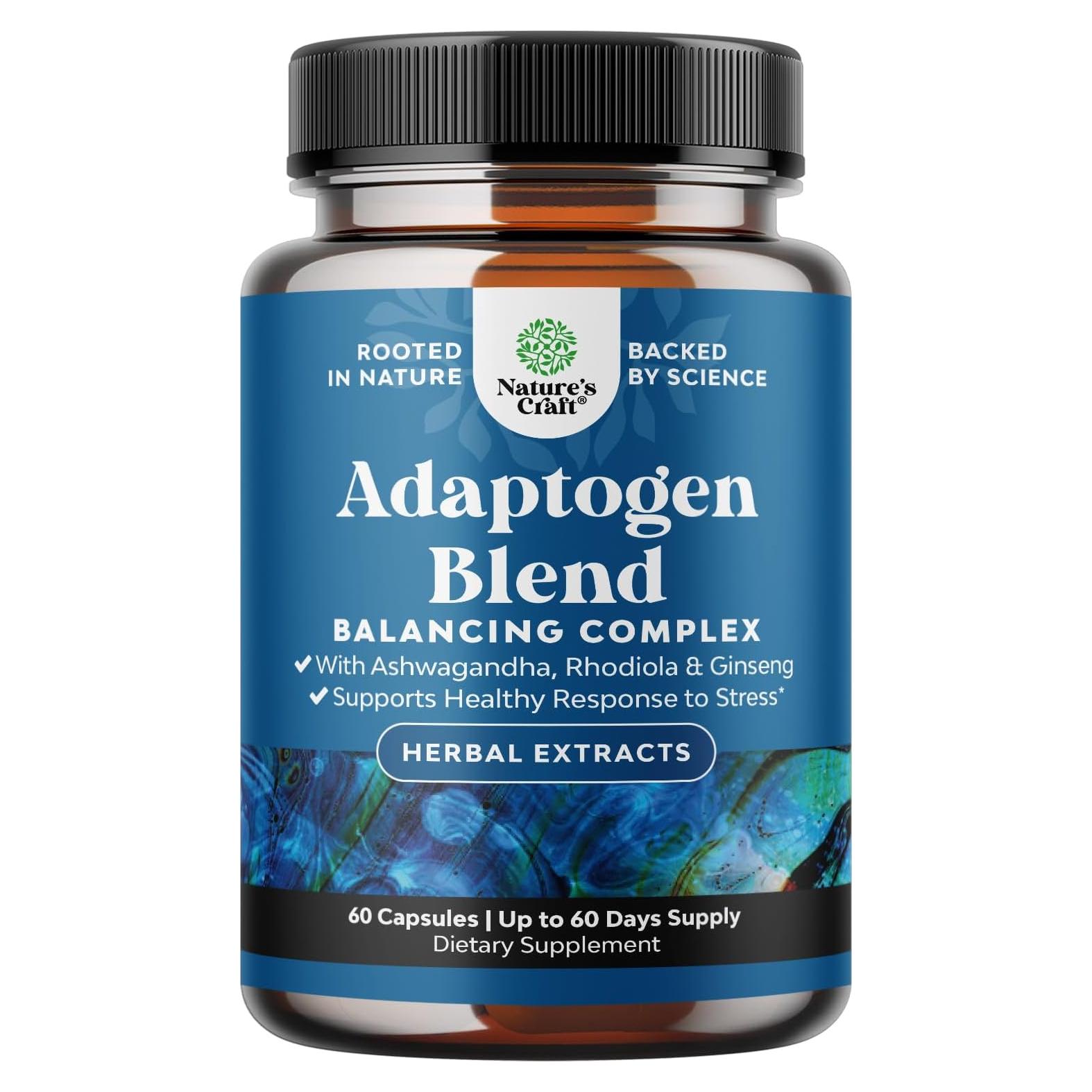 Suplemento Calmante de Adaptógenos Nature's Craft 60 Cápsulas