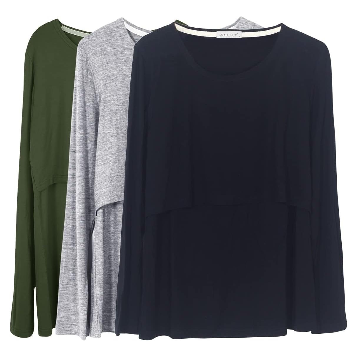 Camisetas de Lactancia Manga Larga Smallshow 3-Pack Mujeres