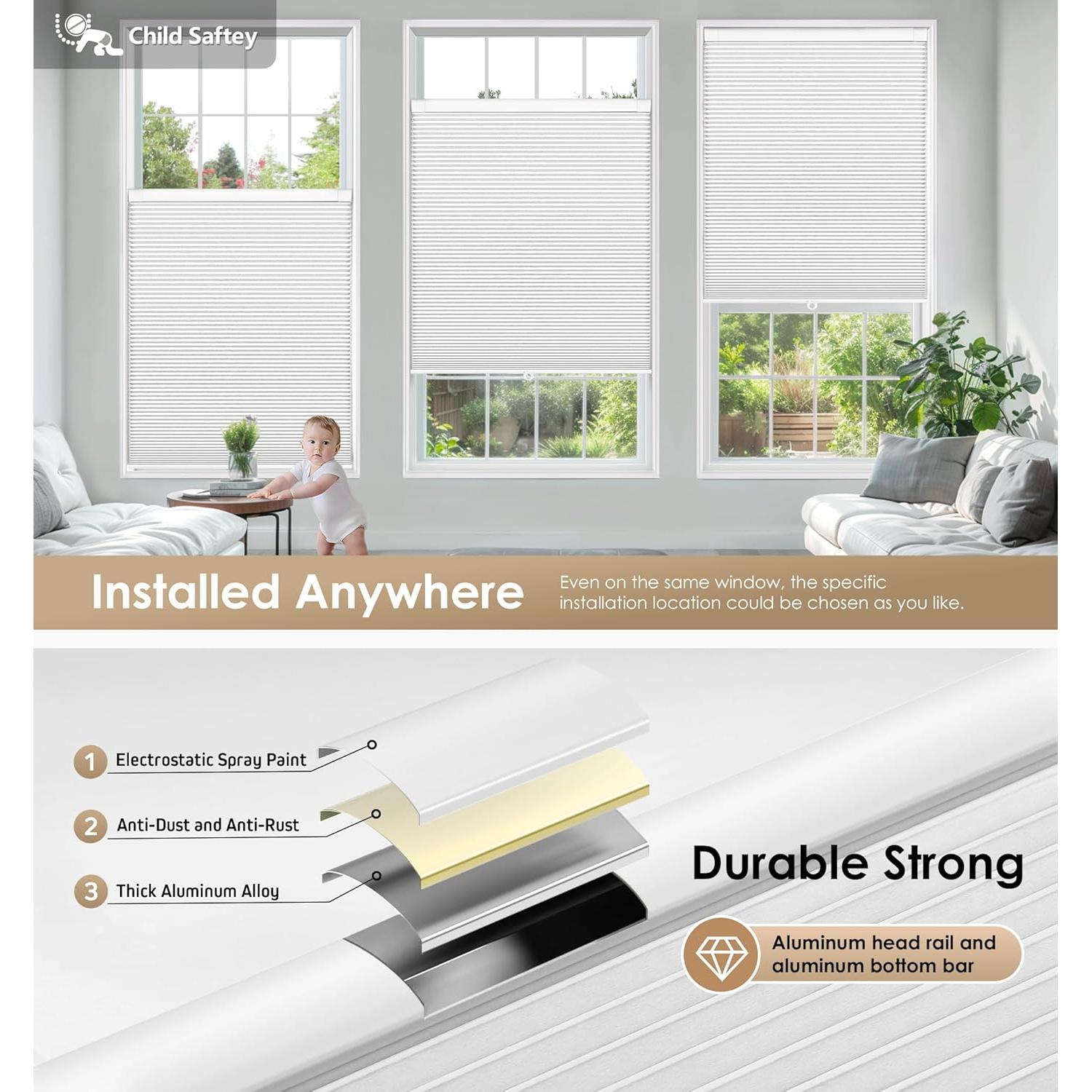 Cortinas Celulares LazBlinds Blackout 75.25x162.56 cm Sin Taladro