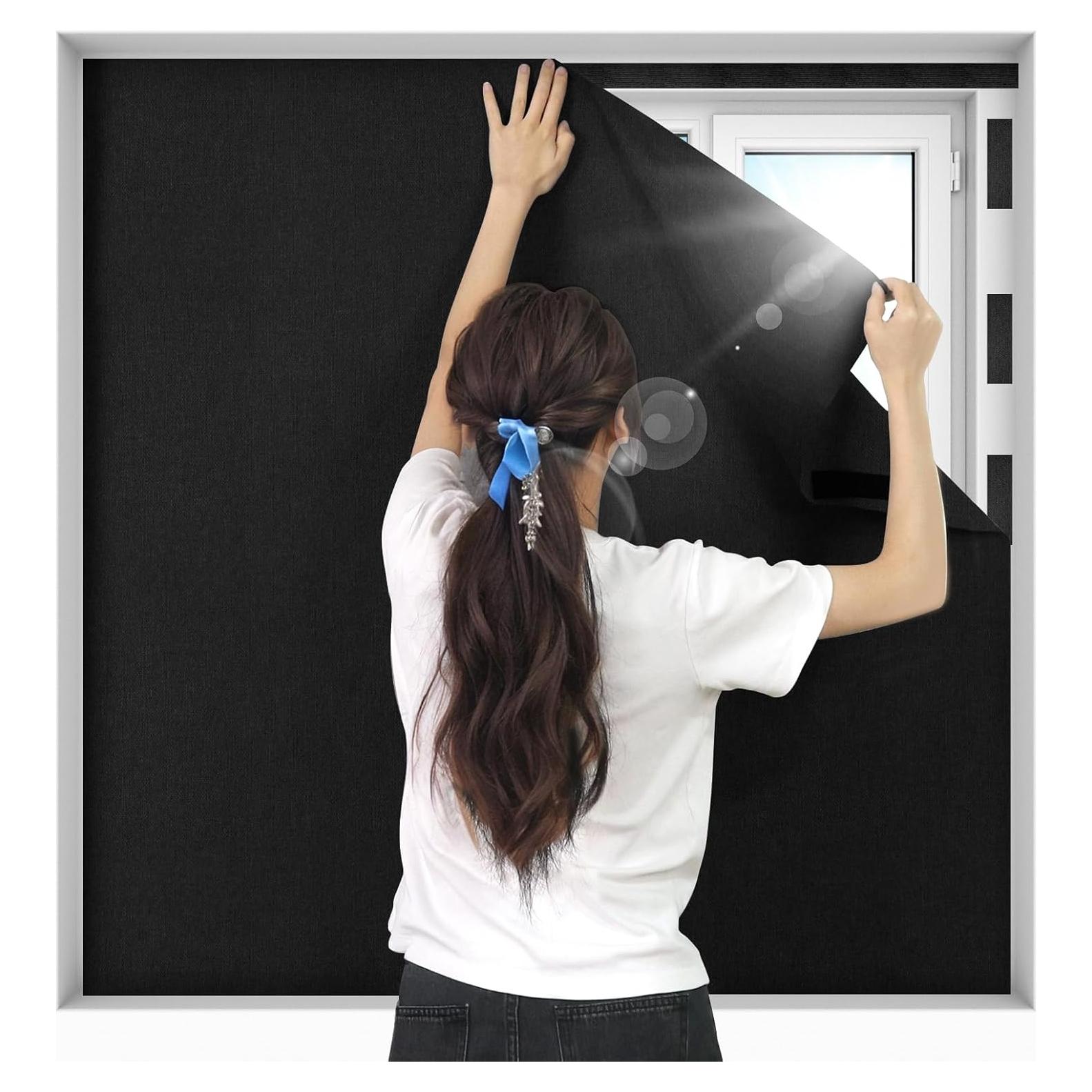 Cortina Blackout BKSAI 145x99cm Negra Sin Taladro