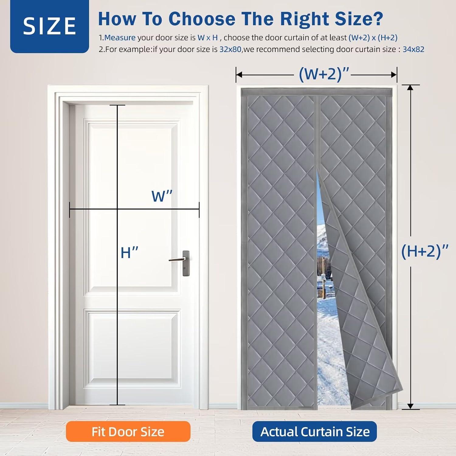 Cortina Aislante Magnética QNLONG 34x82 Pulgadas Gris