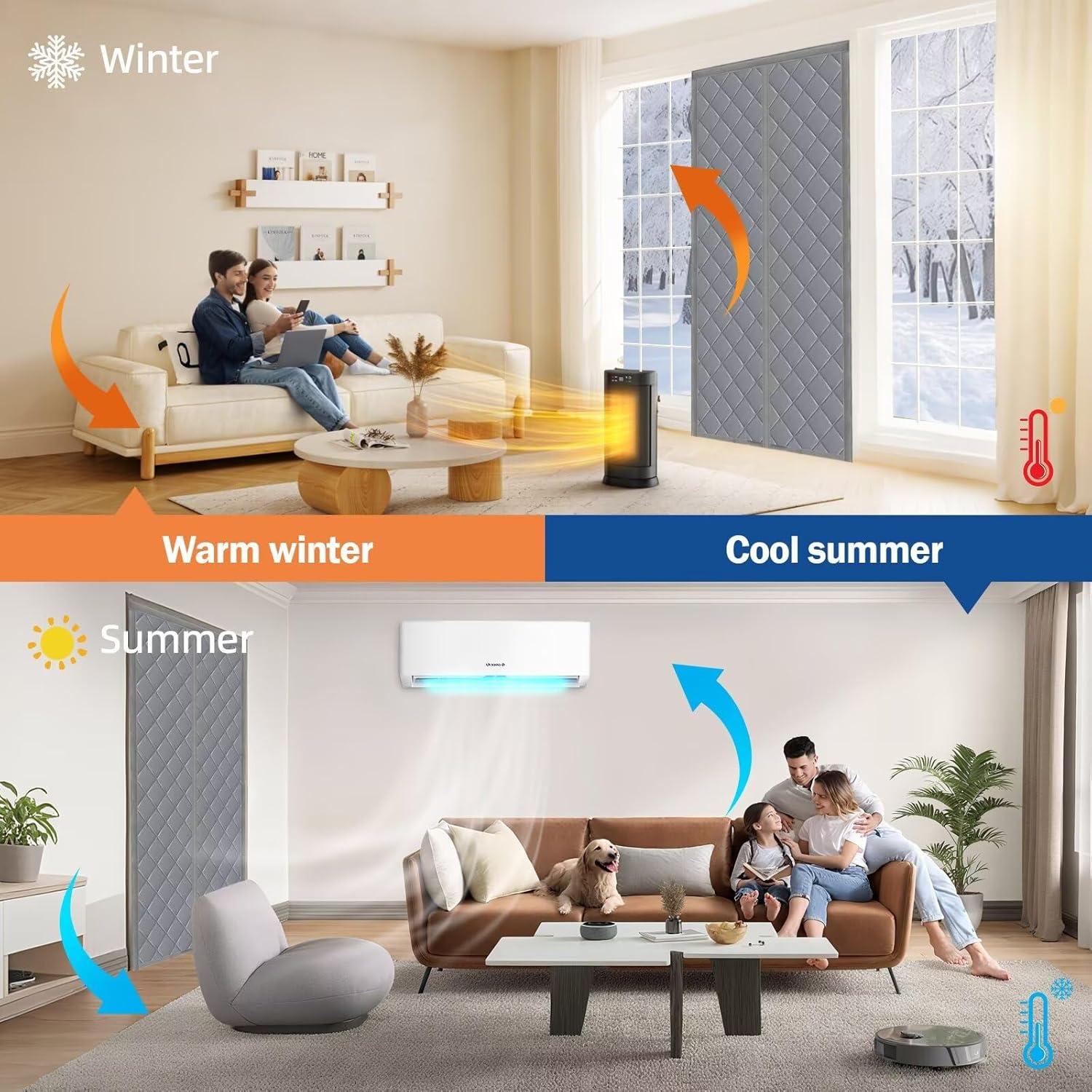 Cortina Aislante Magnética QNLONG 34x82 Pulgadas Gris