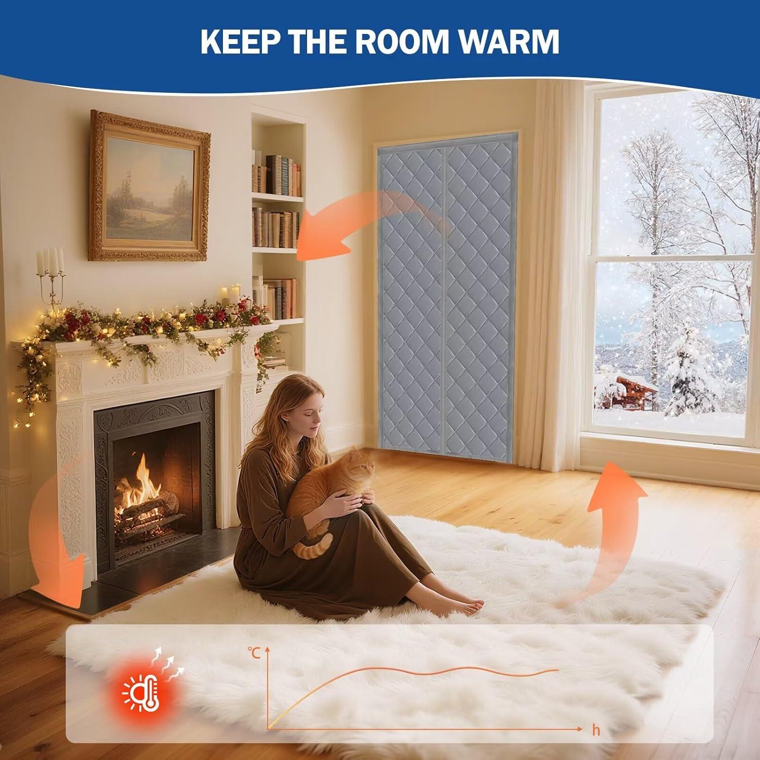 Cortina Aislante Magnética QNLONG 34x82 Pulgadas Gris