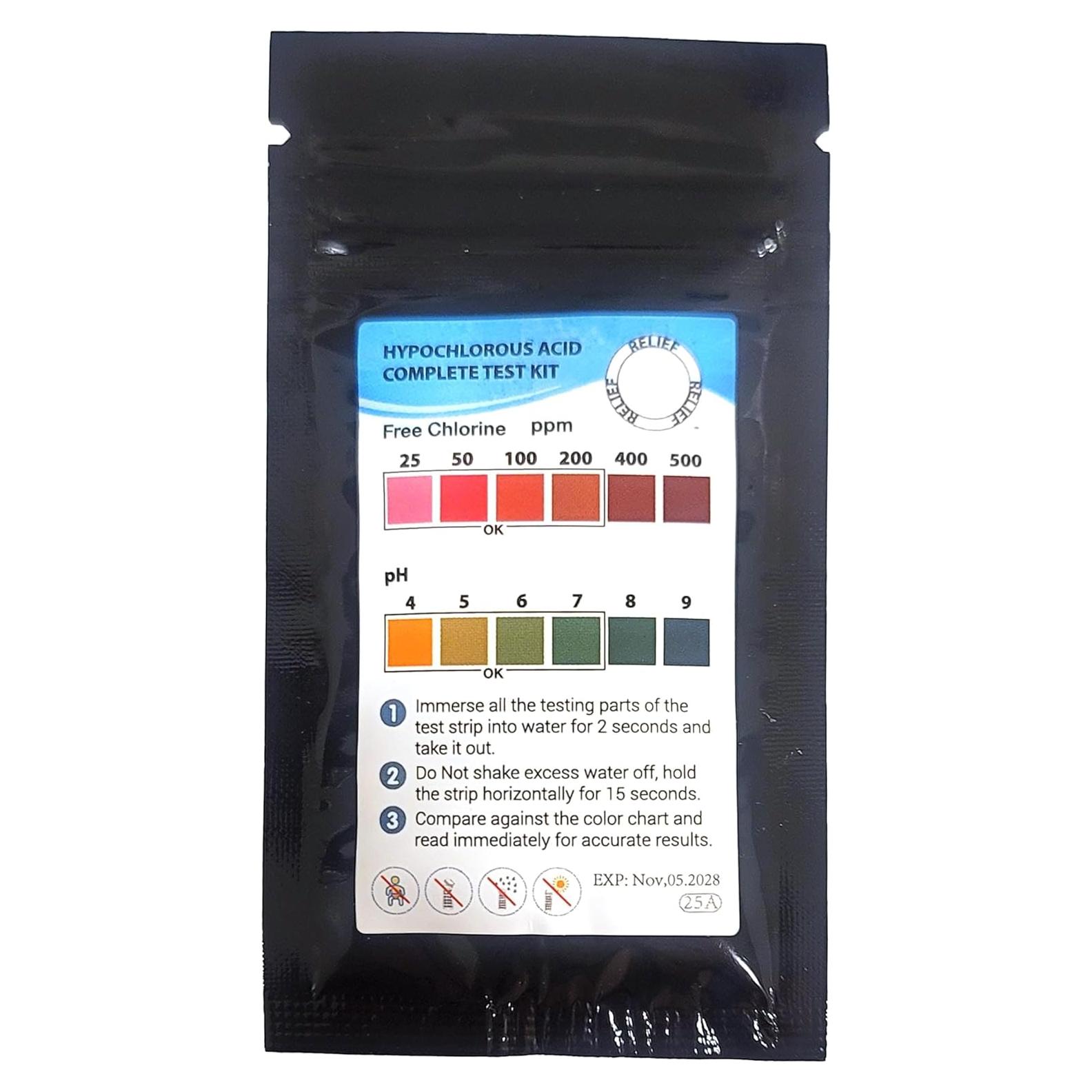 Tiras de Prueba de pH y Cloro Libre Relief - 25 Unidades