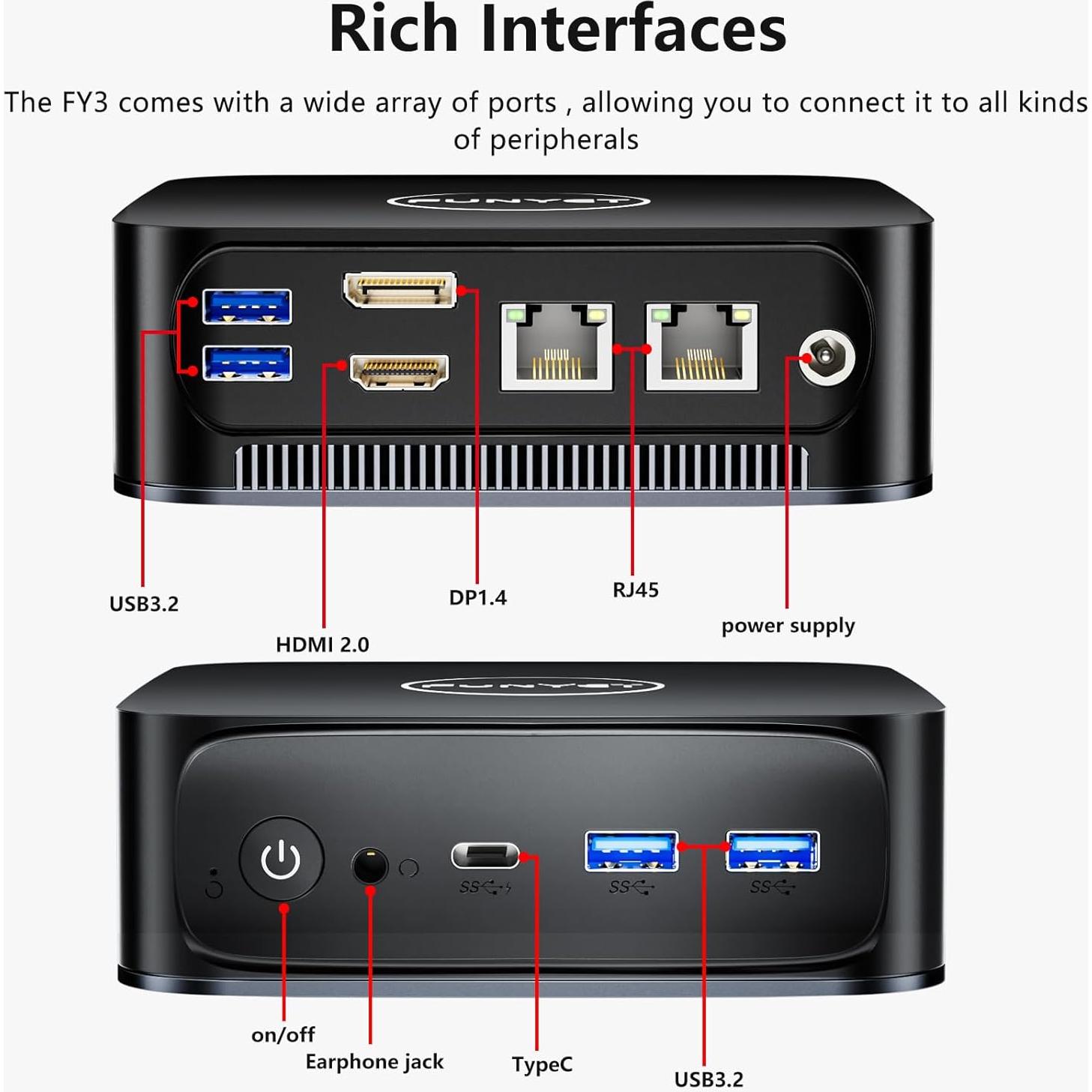 Mini PC FUNYET FY3 Intel Alder Lake N95 16GB 1TB 4K