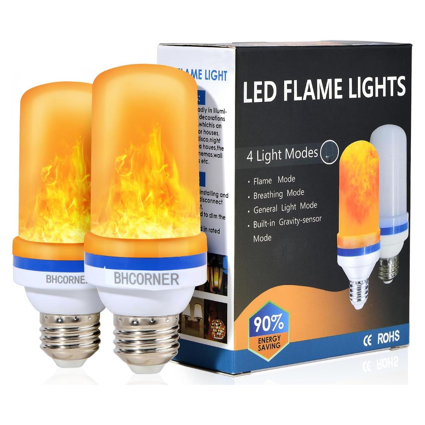 Bombillas LED E26/E27 efecto llama naranja - Paquete de 2