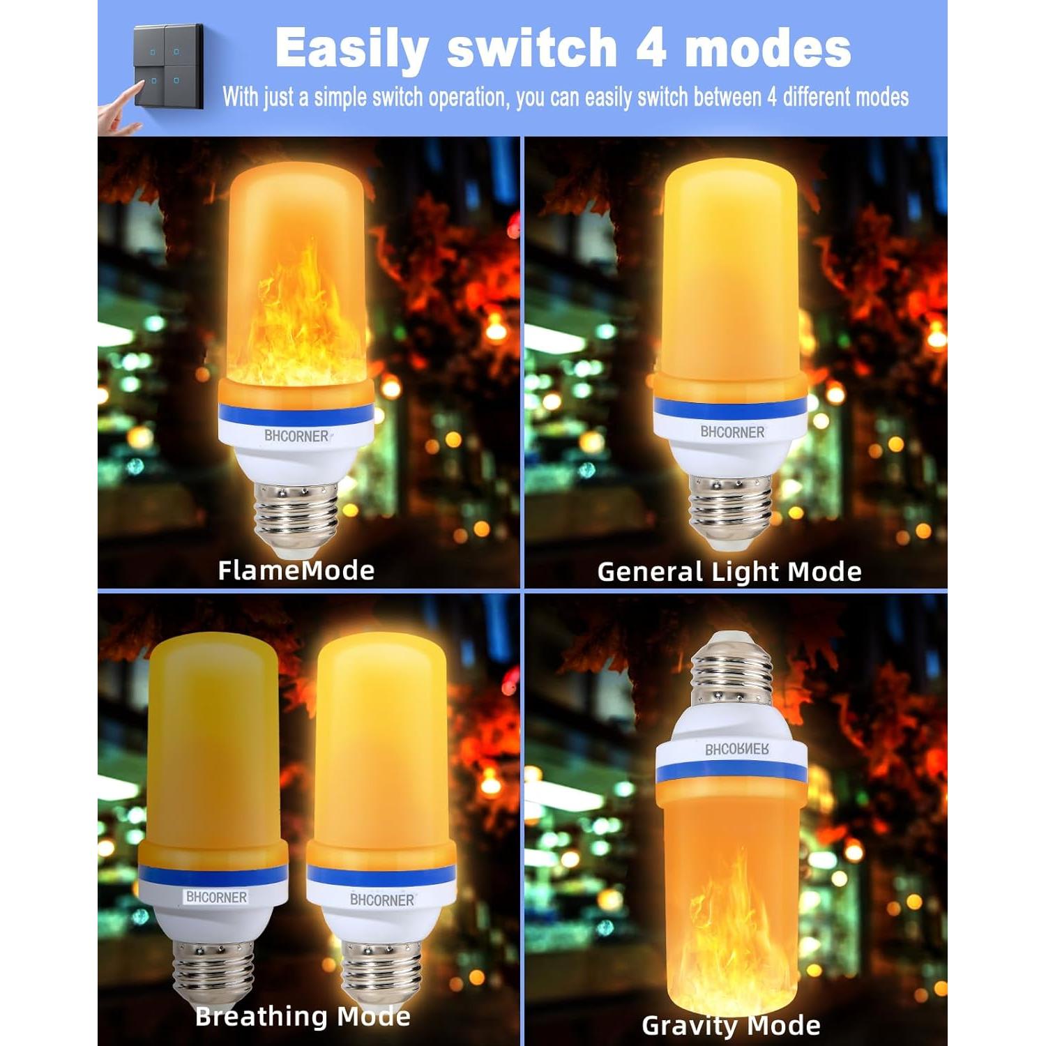 Bombillas LED E26/E27 efecto llama naranja - Paquete de 2