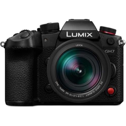 Panasonic Lumix GH7 Mirrorless Micro Four Thirds Camera with 12-60mm f/2.8-4 Lens (DC-GH7LK) + 64GB SF-M Tough Series Memory Card + Bag + Card Reader + Filter Kit + Flex Tripod + Cleaning Kit + More