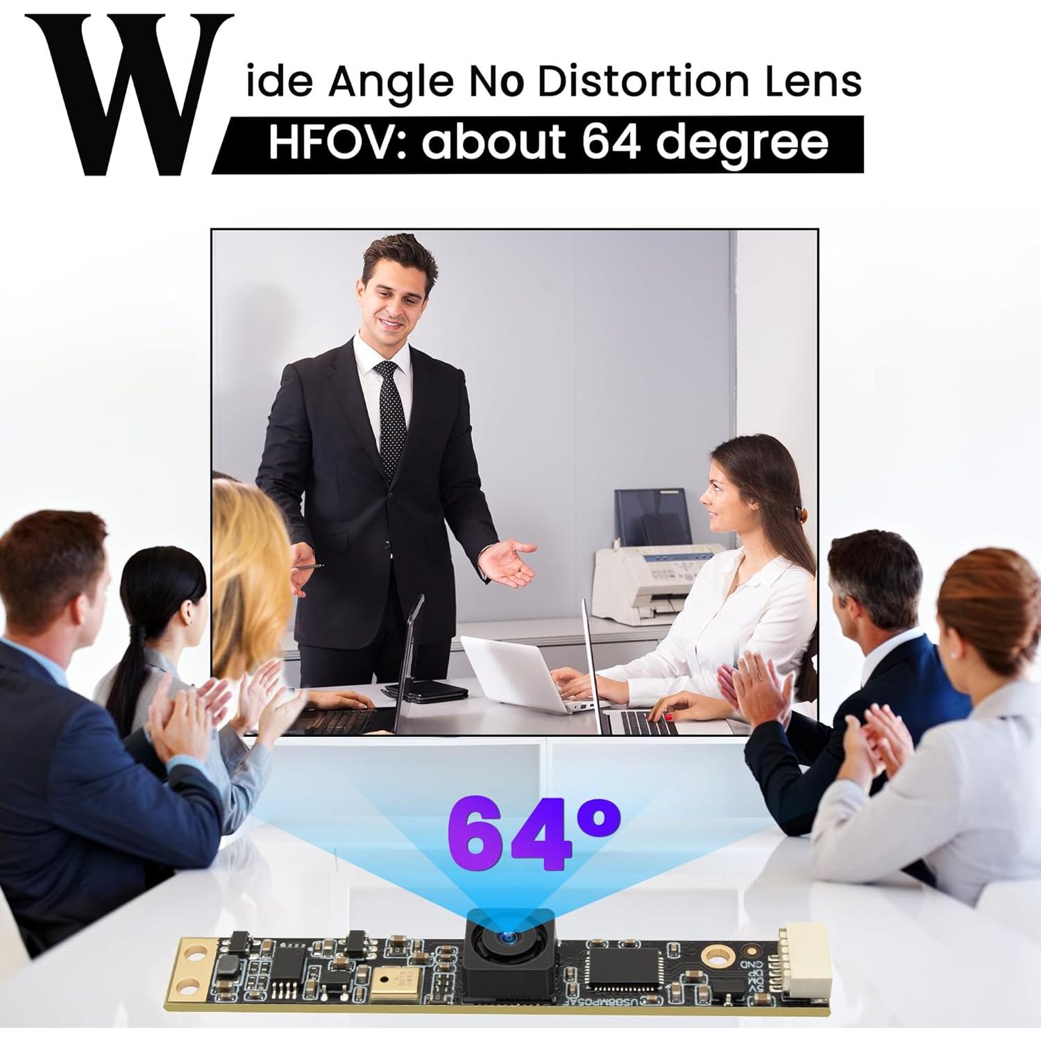 Cámara USB 8MP IFWATER con Micrófono y Lente 64°