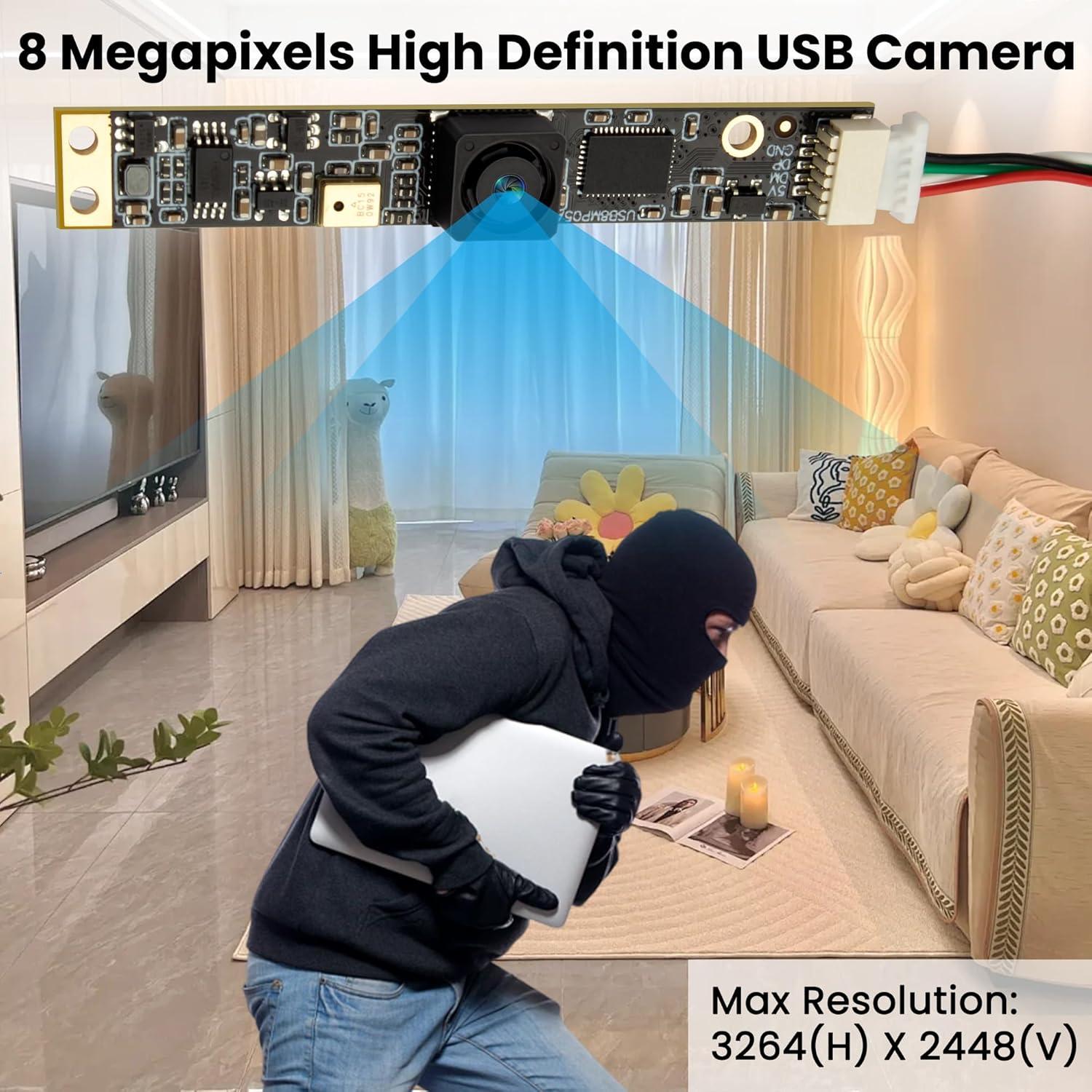 Cámara USB 8MP IFWATER con Micrófono y Lente 64°