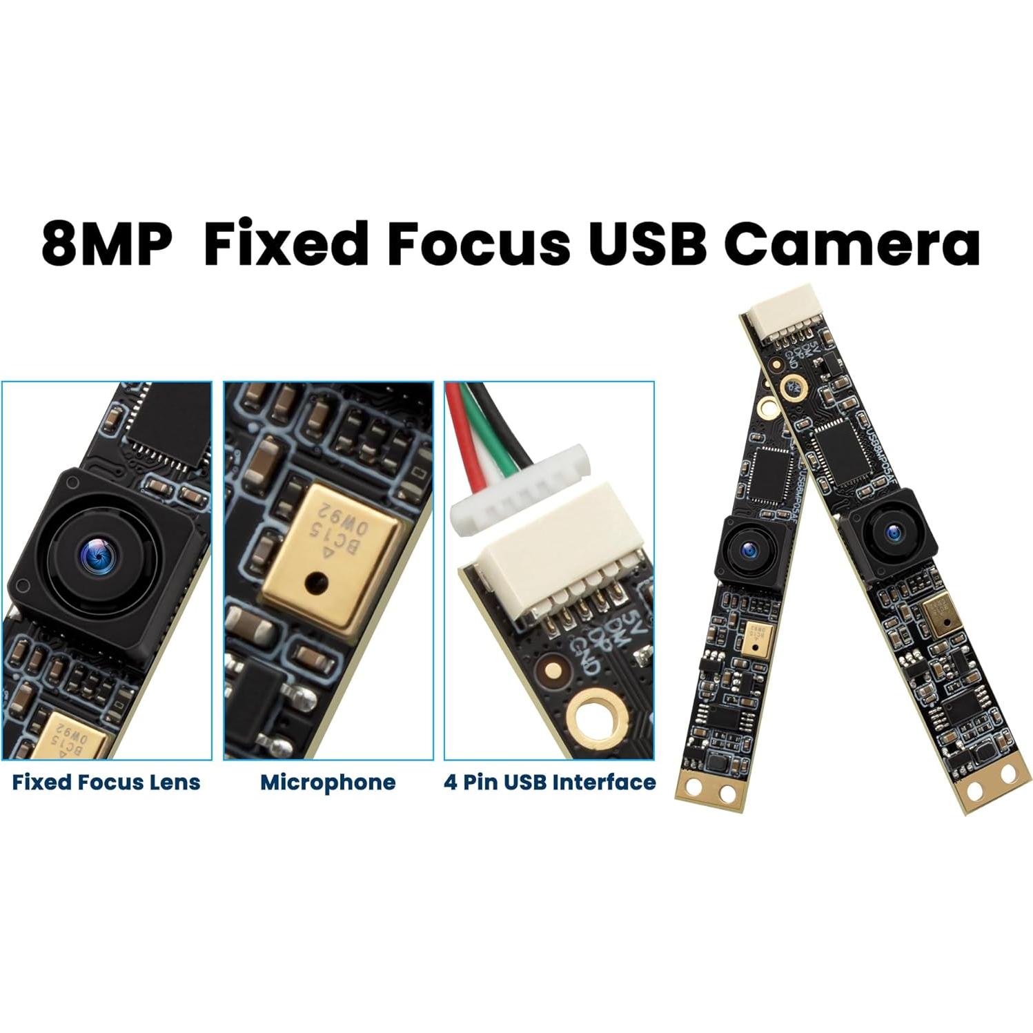 Cámara USB 8MP IFWATER con Micrófono y Lente 64°