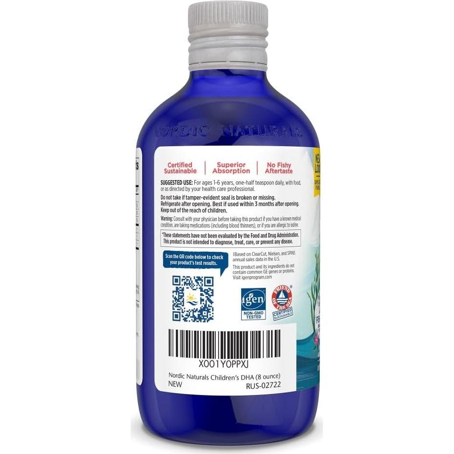 DHA Infantil Nordic Naturals 8 oz - 530 mg Omega-3 Naranja