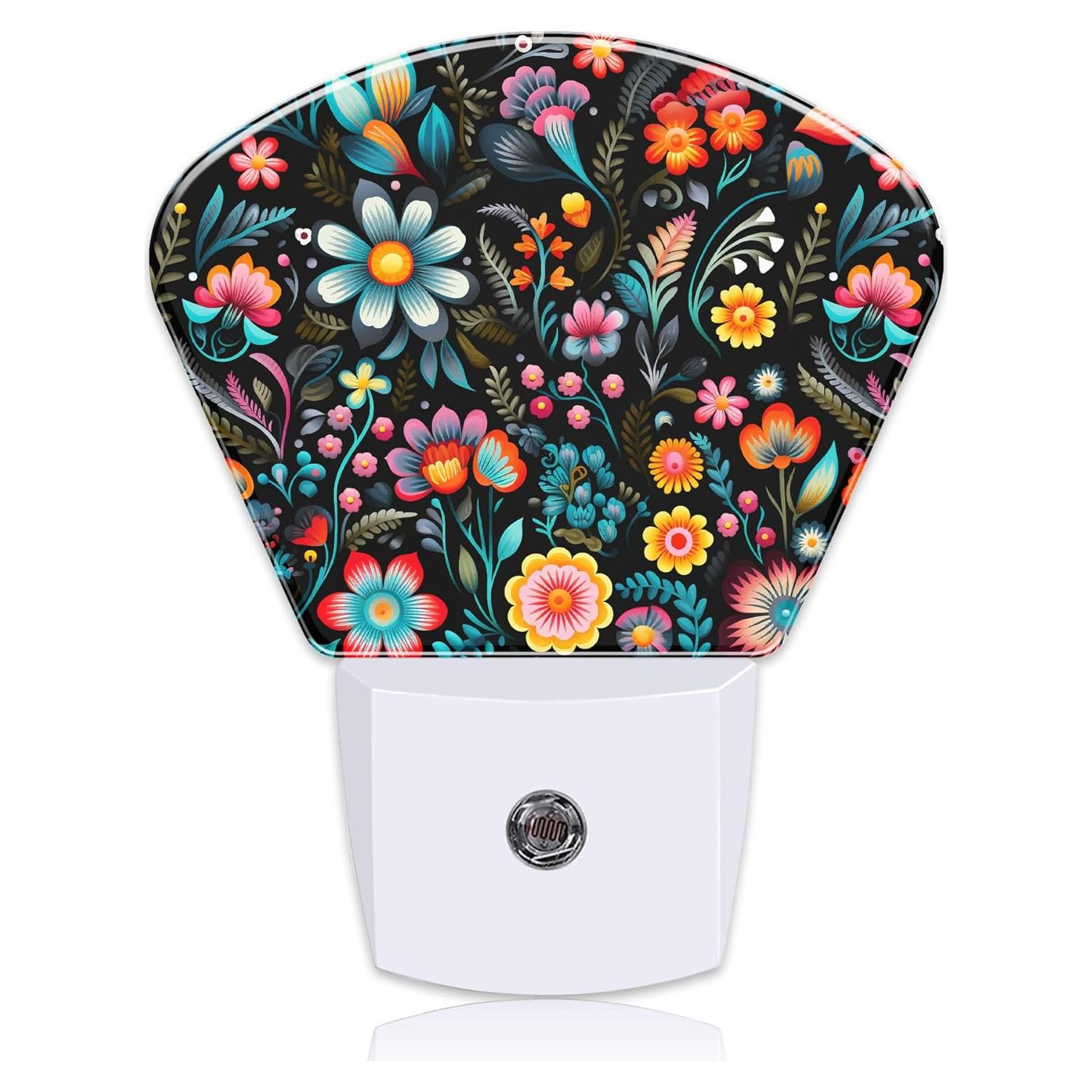 Luz Nocturna LED Uiaoiais Flores Bordado Sensor