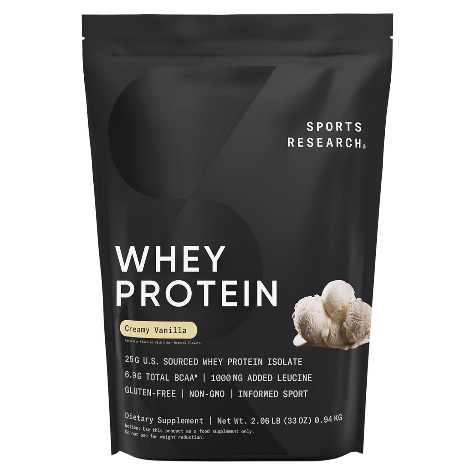 Proteína de Suero Sports Research 0.95kg Vainilla 25g/porción