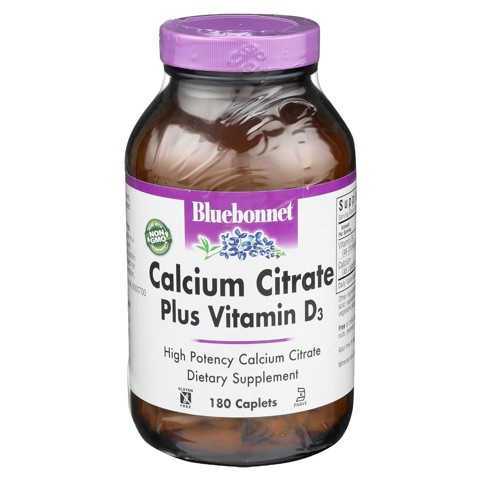 Citrato de Calcio con Vitamina D3 Bluebonnet 180 Cápsulas