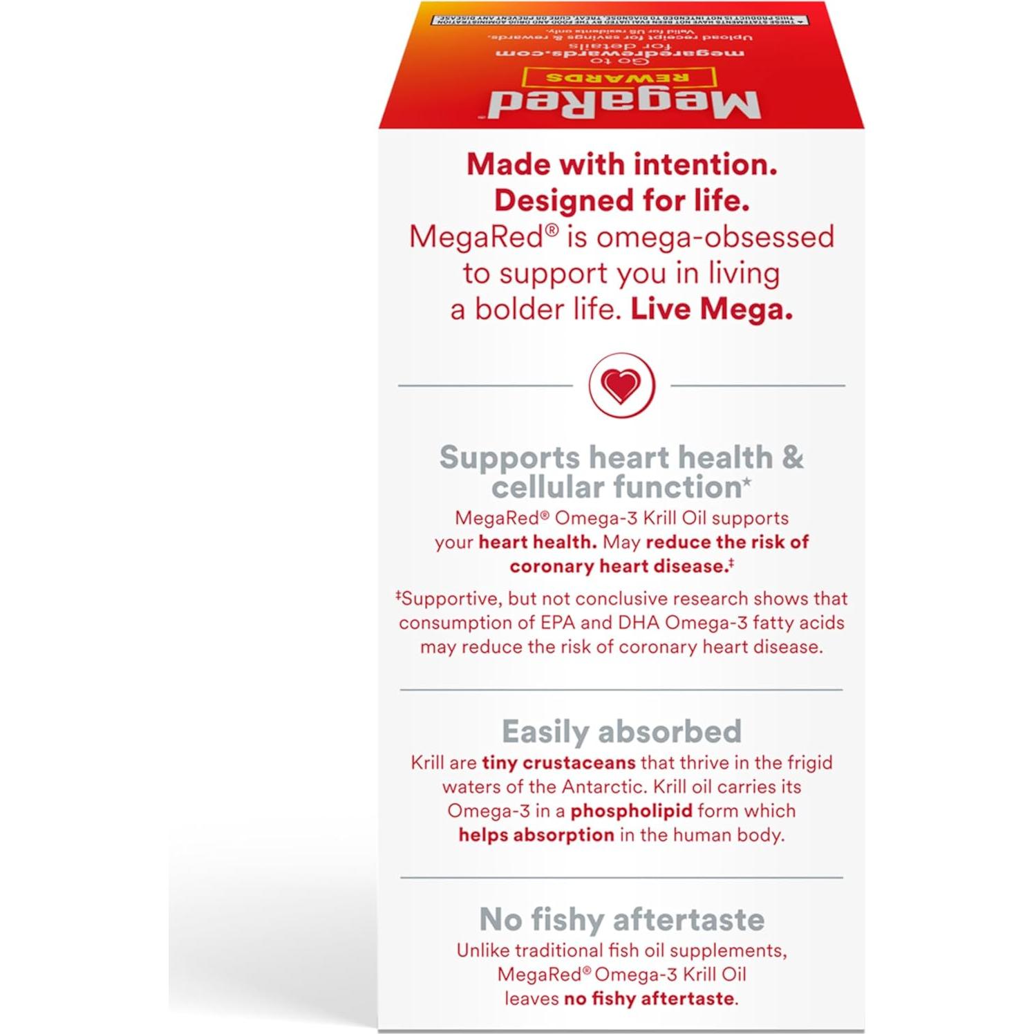 MegaRed Aceite de Kril Antártico 750mg Omega 3 80 Softgels