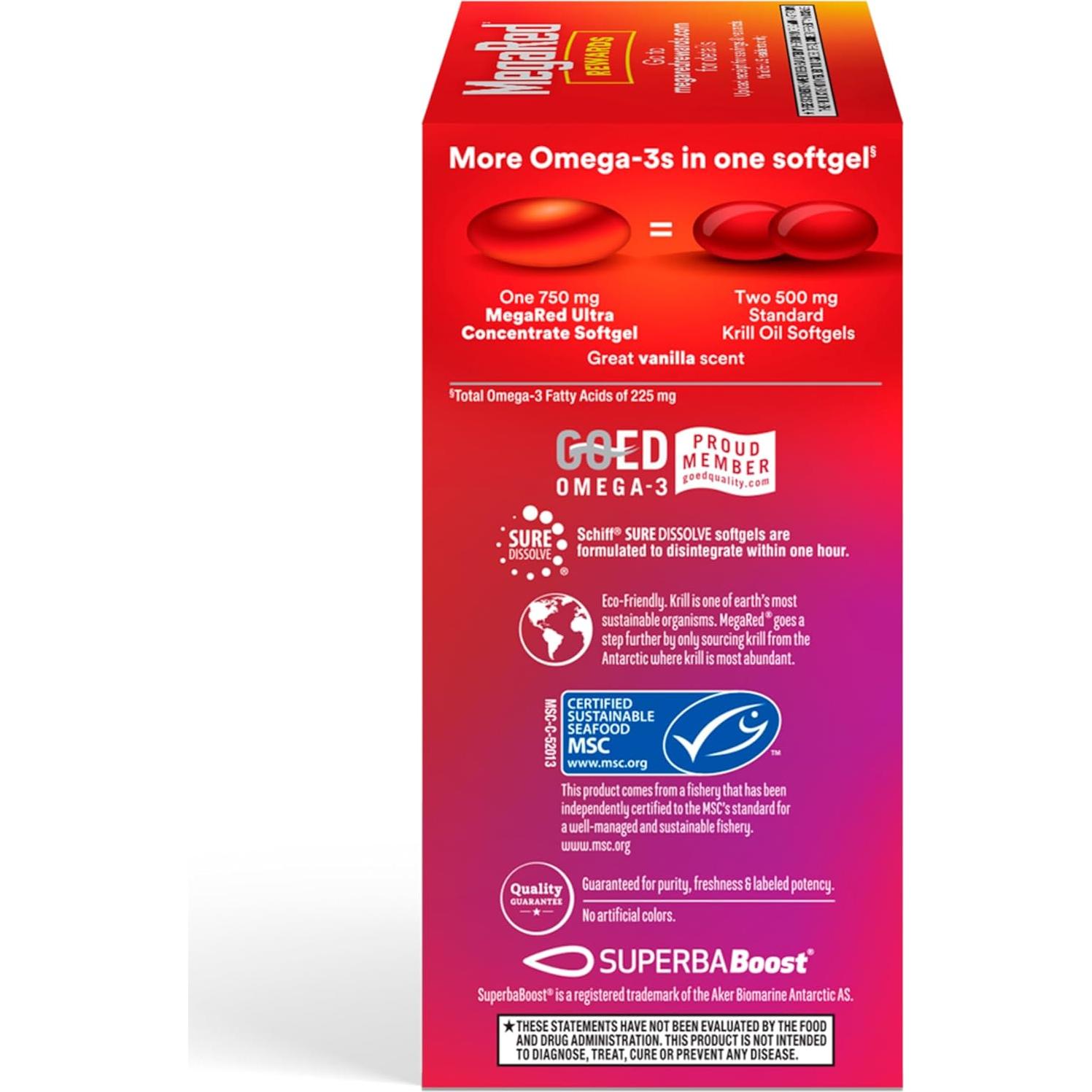 MegaRed Aceite de Kril Antártico 750mg Omega 3 80 Softgels