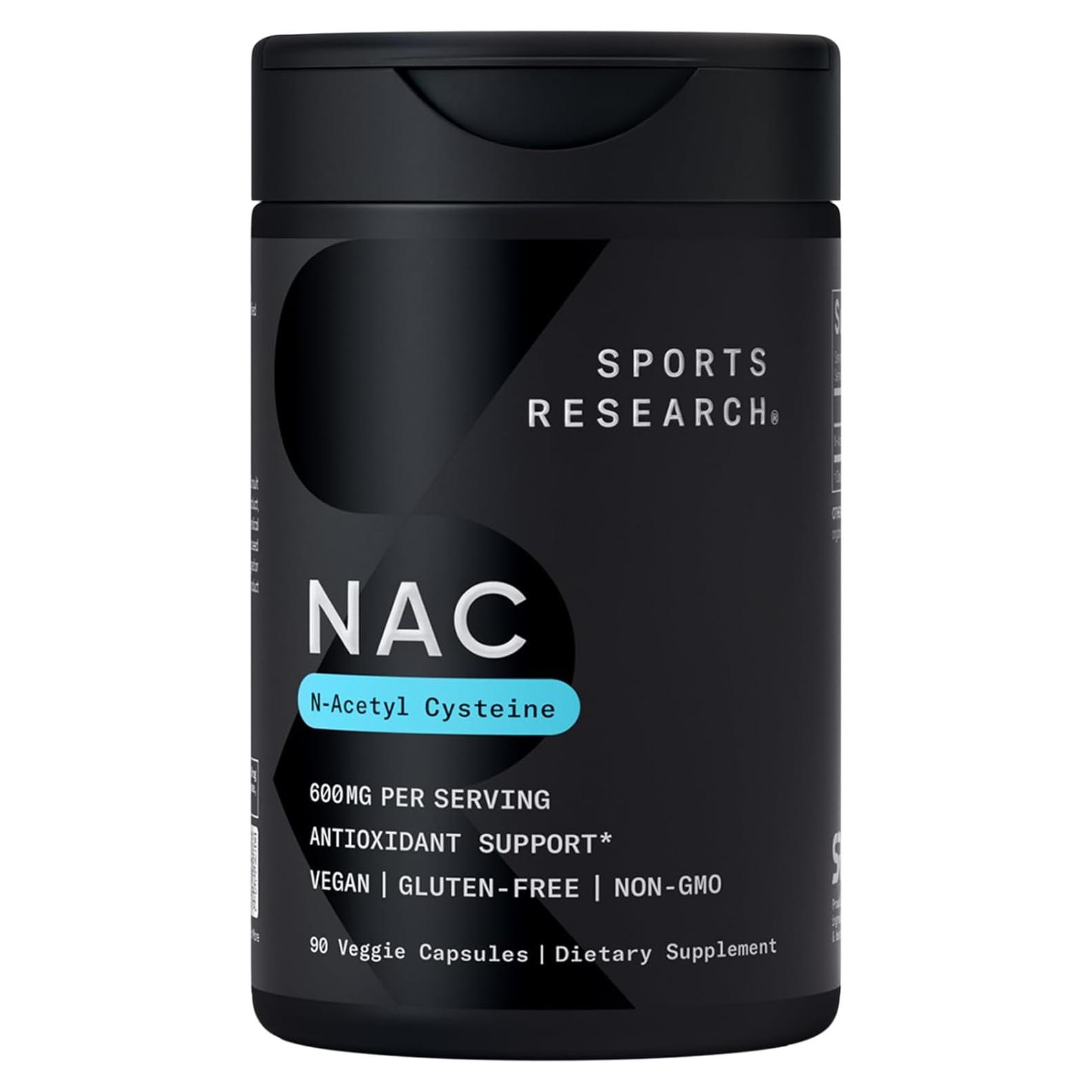 N-Acetil L-Cisteína 600mg Sports Research 90 Cápsulas Veganas