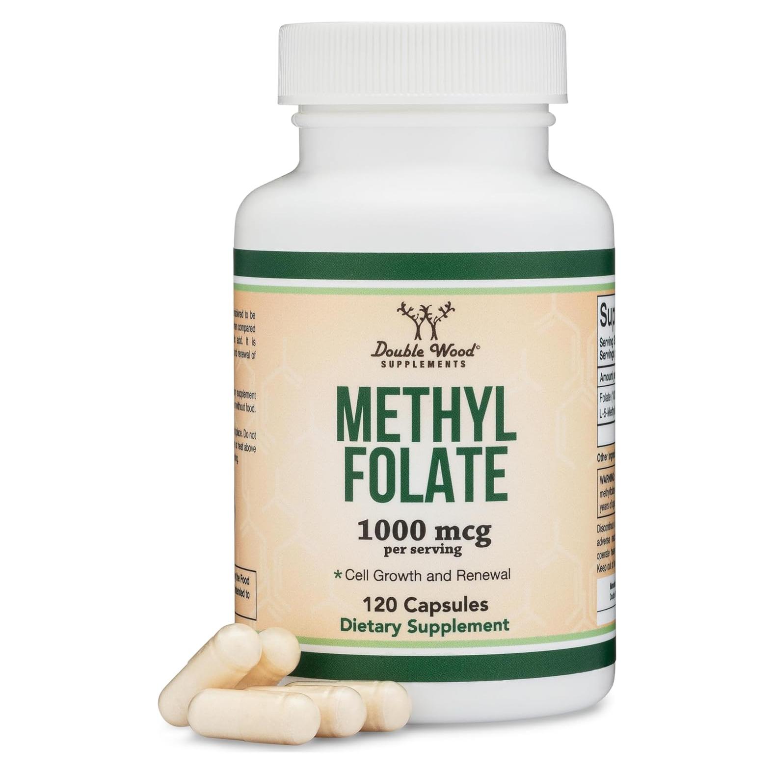 Metilfolato 1000 mcg Double Wood 120 Cápsulas Veganas