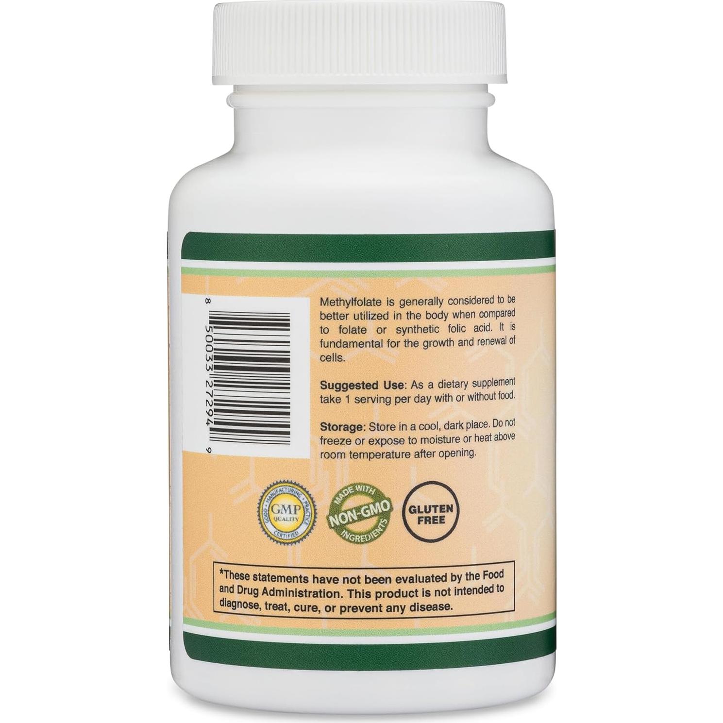 Metilfolato 1000 mcg Double Wood 120 Cápsulas Veganas