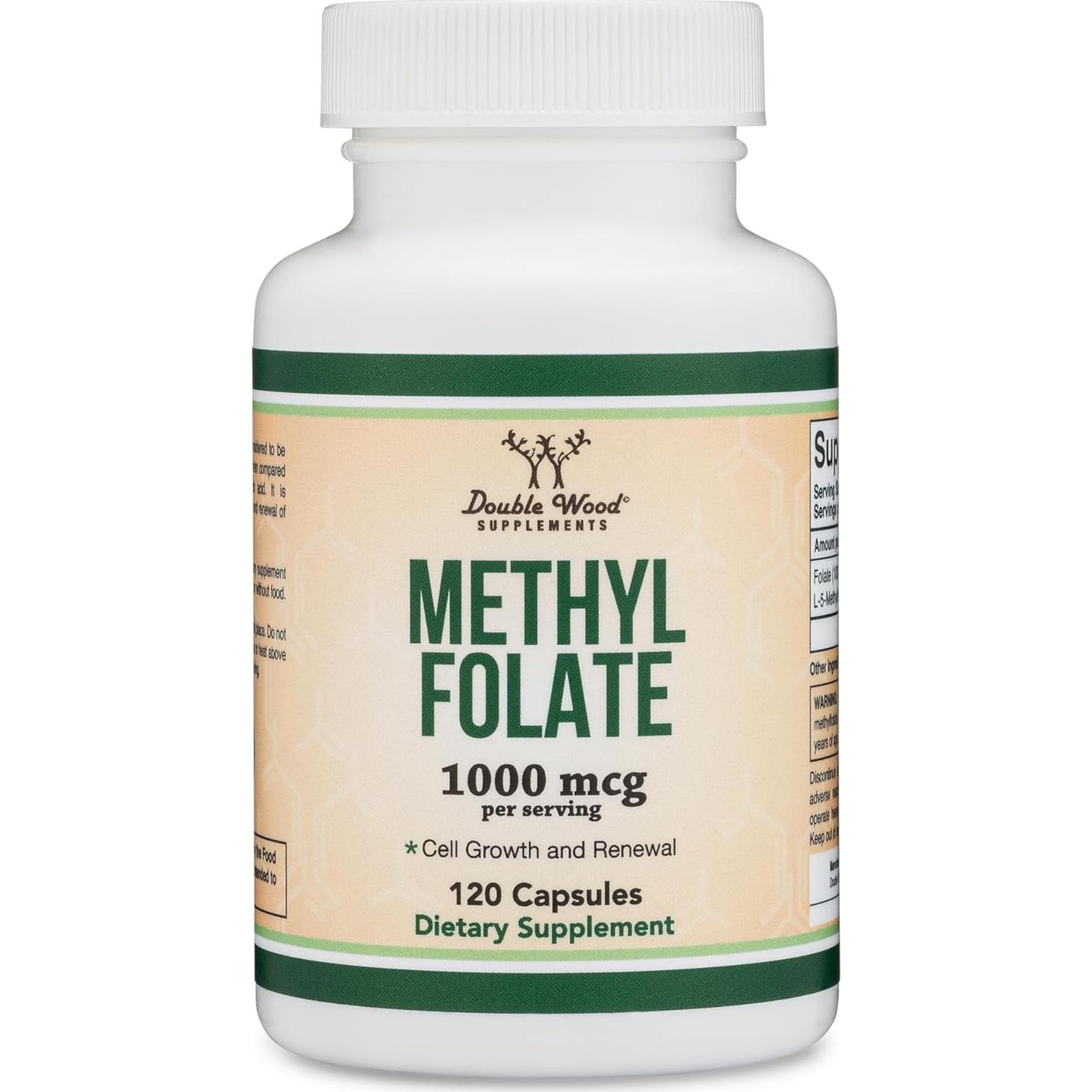 Metilfolato 1000 mcg Double Wood 120 Cápsulas Veganas