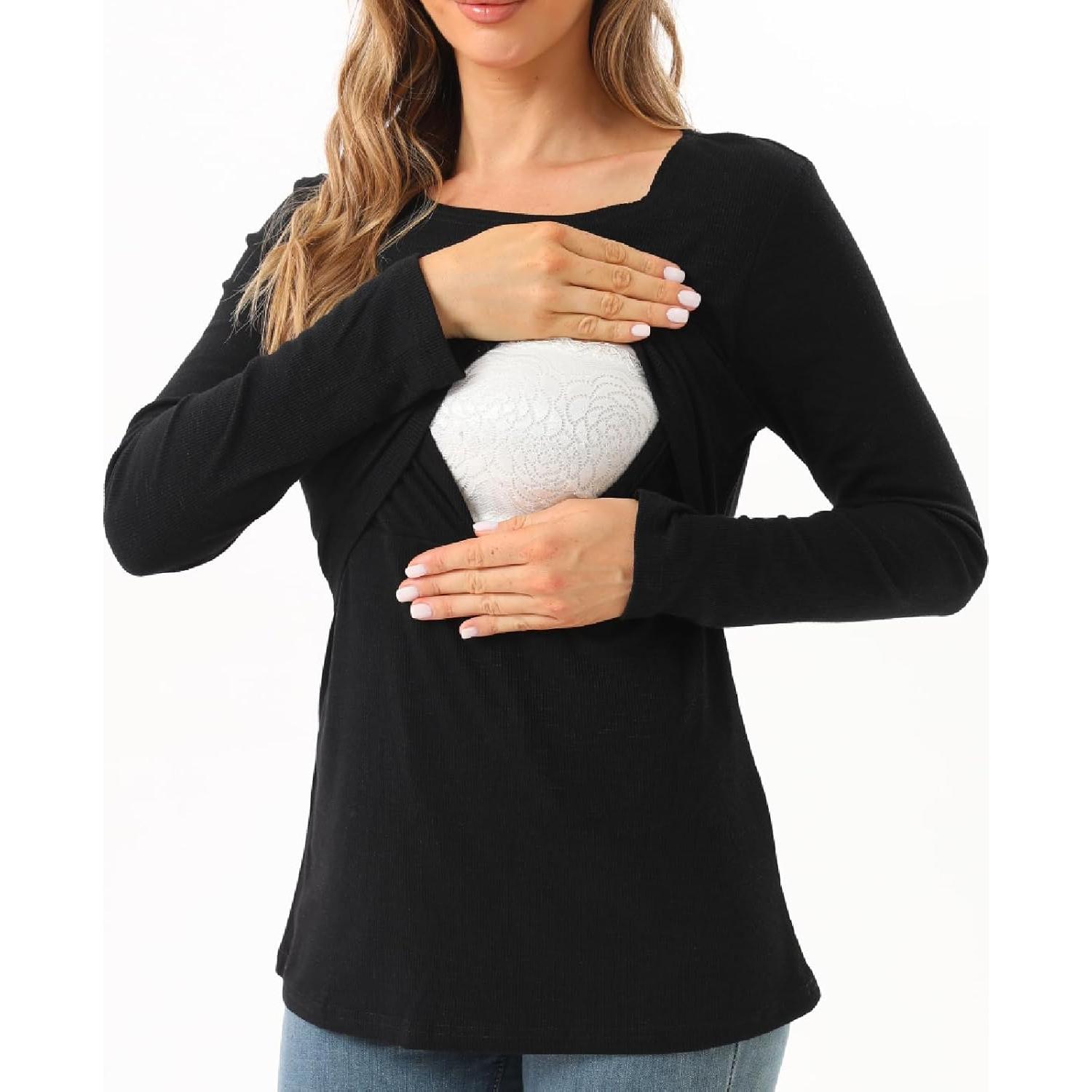 Camisetas de Lactancia Manga Larga Bearsland 3 Paquetes