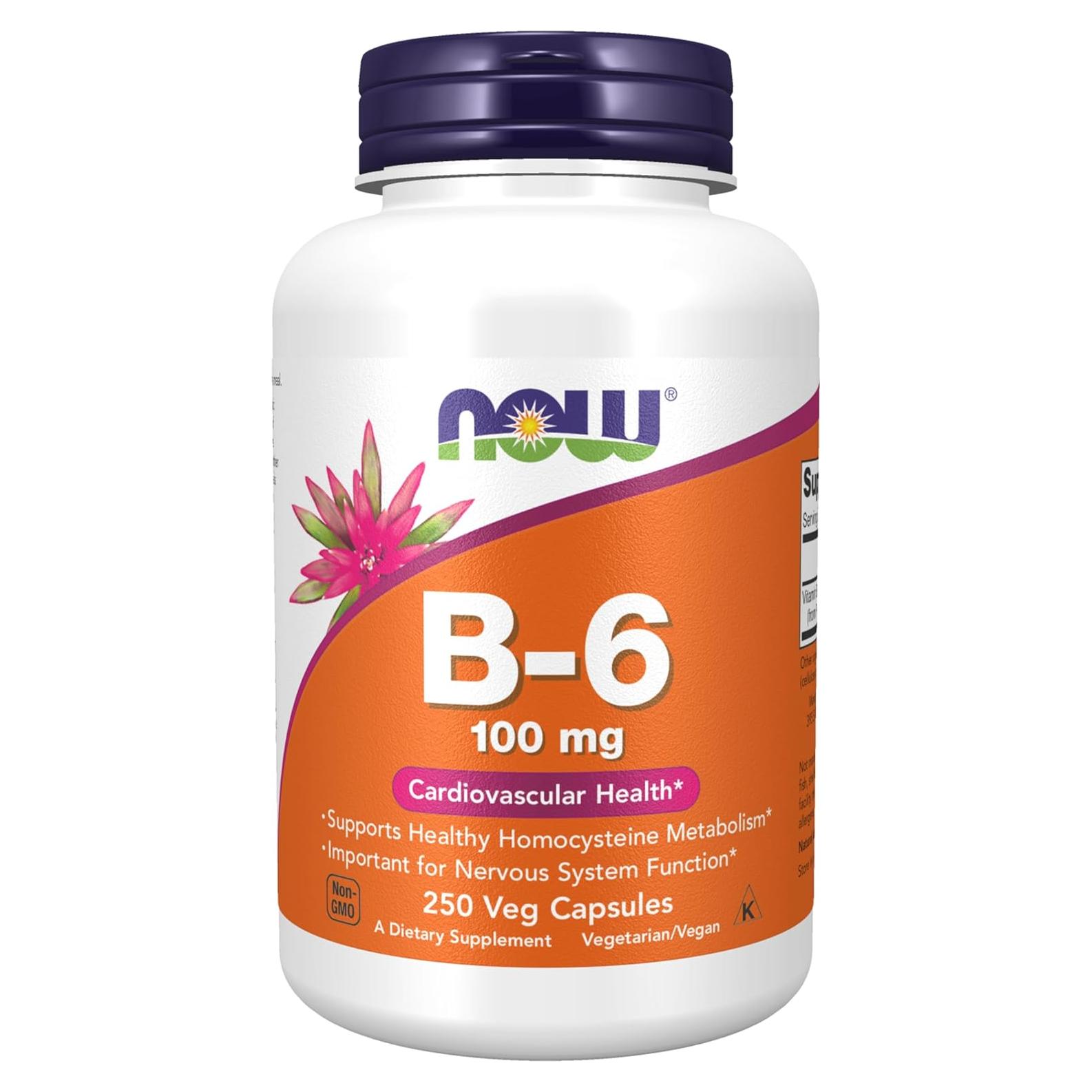 Vitamina B-6 100 mg NOW Foods 250 Cápsulas Veganas