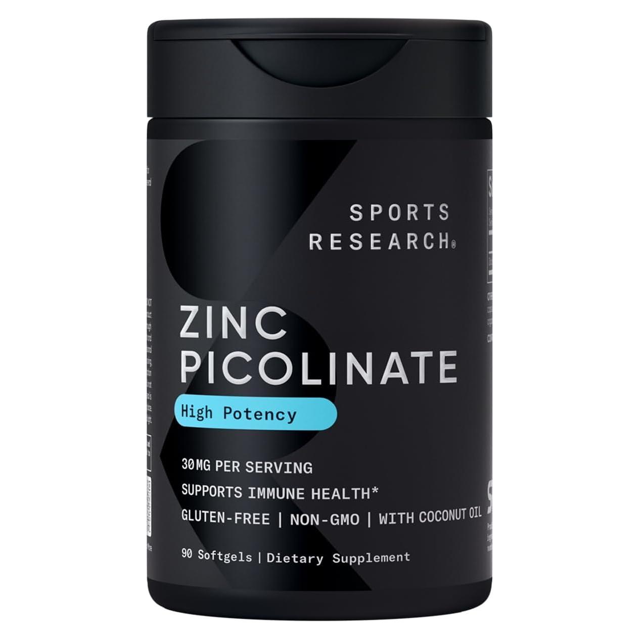 Zinc Picolinato 30mg Investigación Deportiva 90 Cápsulas Blandas