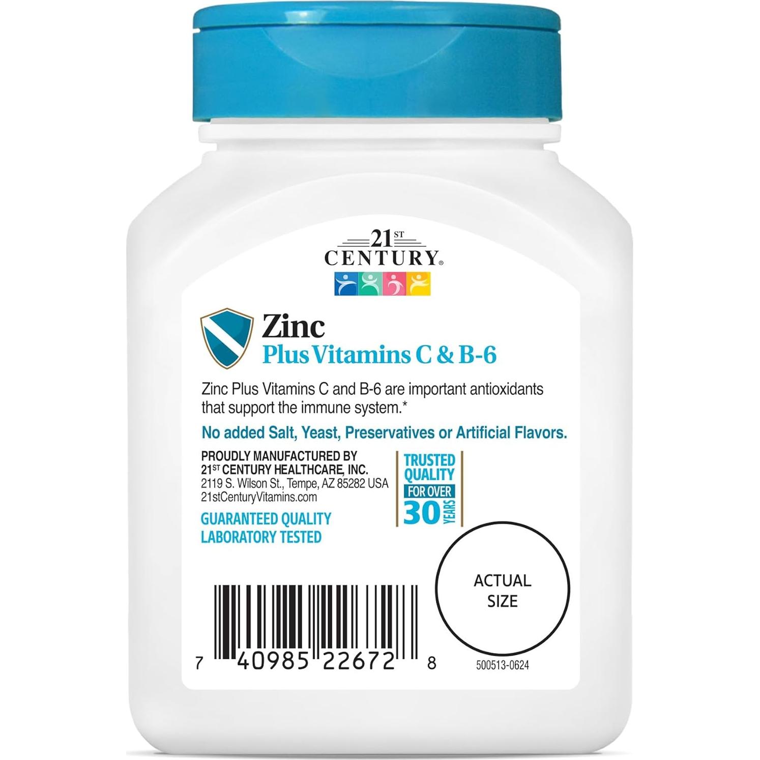 Zinc Masticable Siglo 21 con Vitamina C y B6 - Cereza 90 Unidades