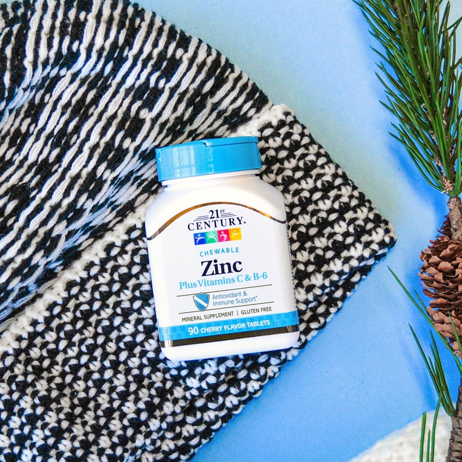 Zinc Masticable Siglo 21 con Vitamina C y B6 - Cereza 90 Unidades