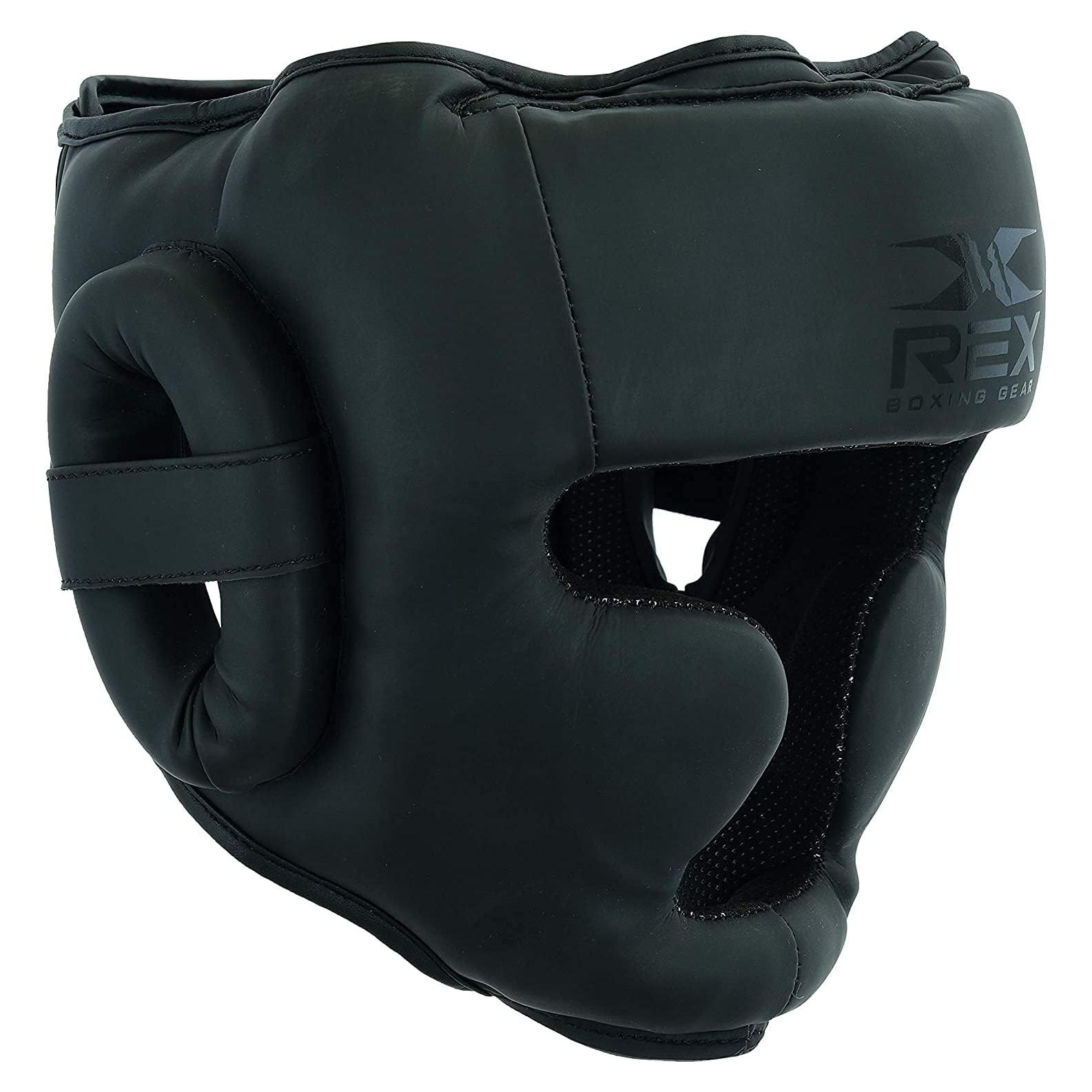 Casco de Boxeo Rex Sports Negro Mate Grande para MMA