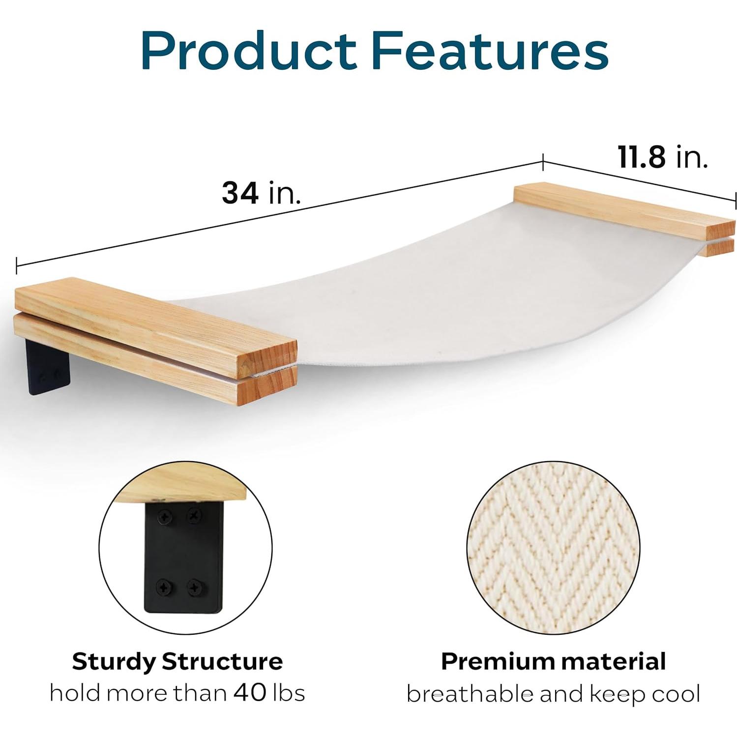 Hamaca para Gatos Sand Peak 86x33 cm Madera Sólida