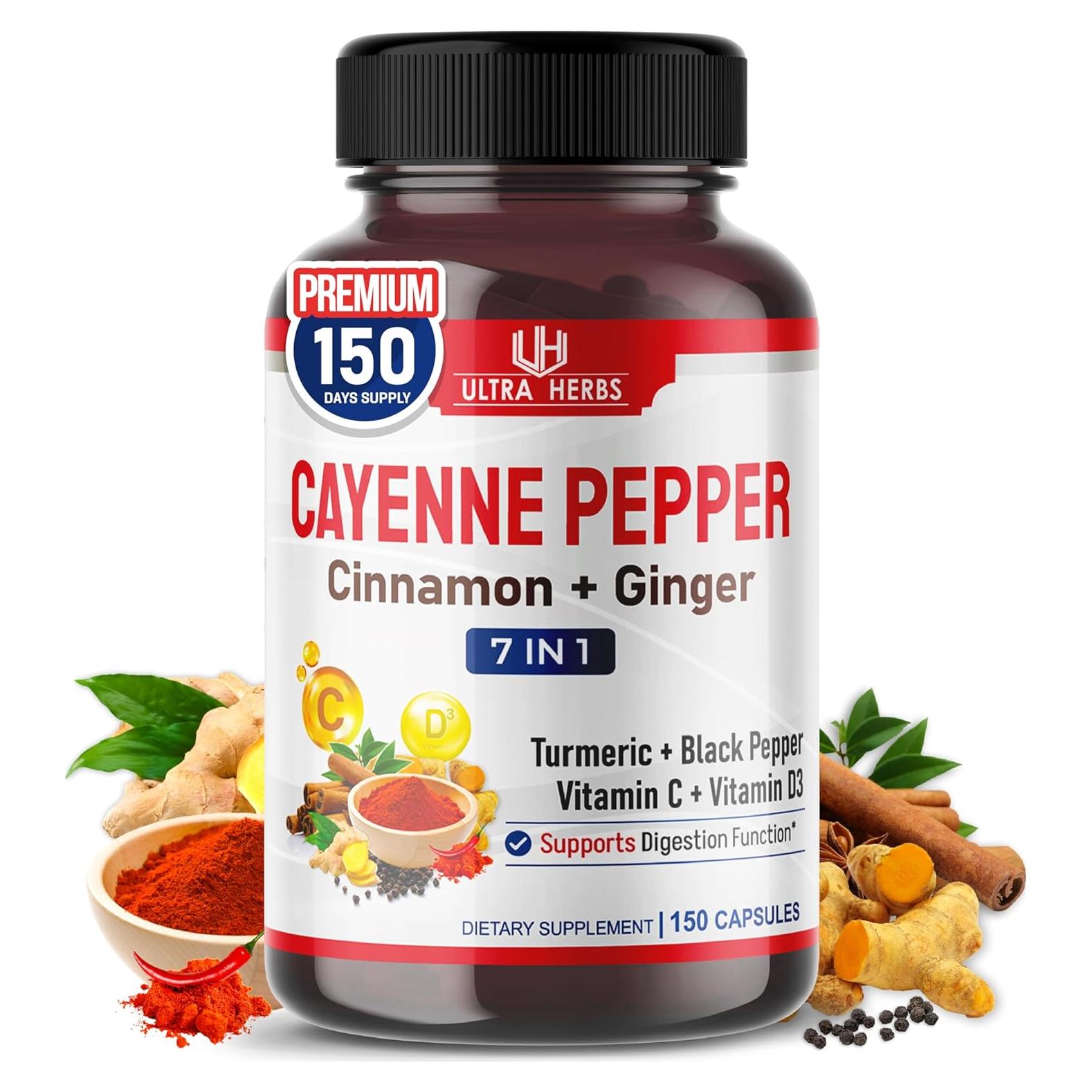 Suplemento de Pimienta de Cayena Ultra Herbs 150 Cápsulas